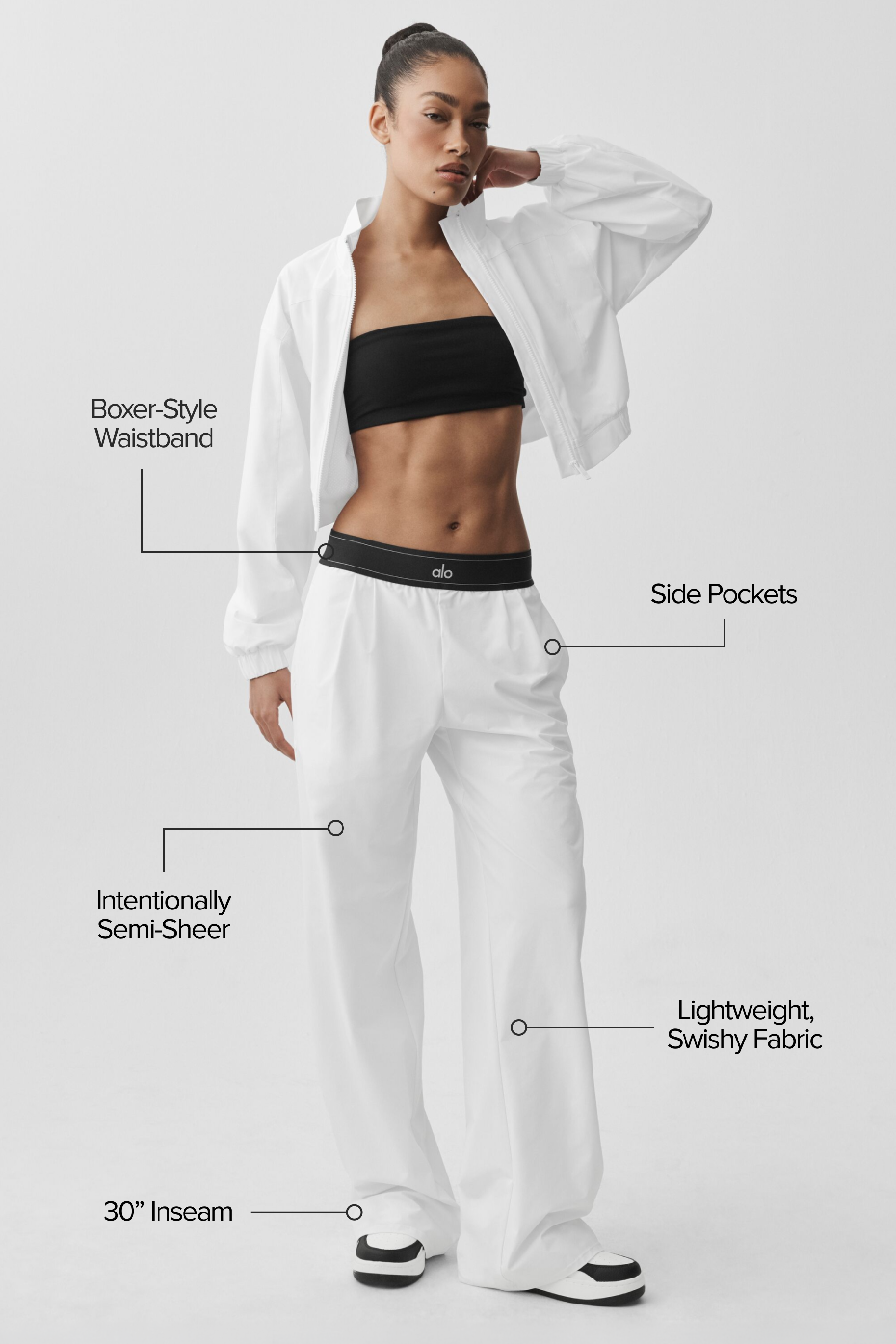 alo Suit Up Trouser (Long) - White/Black