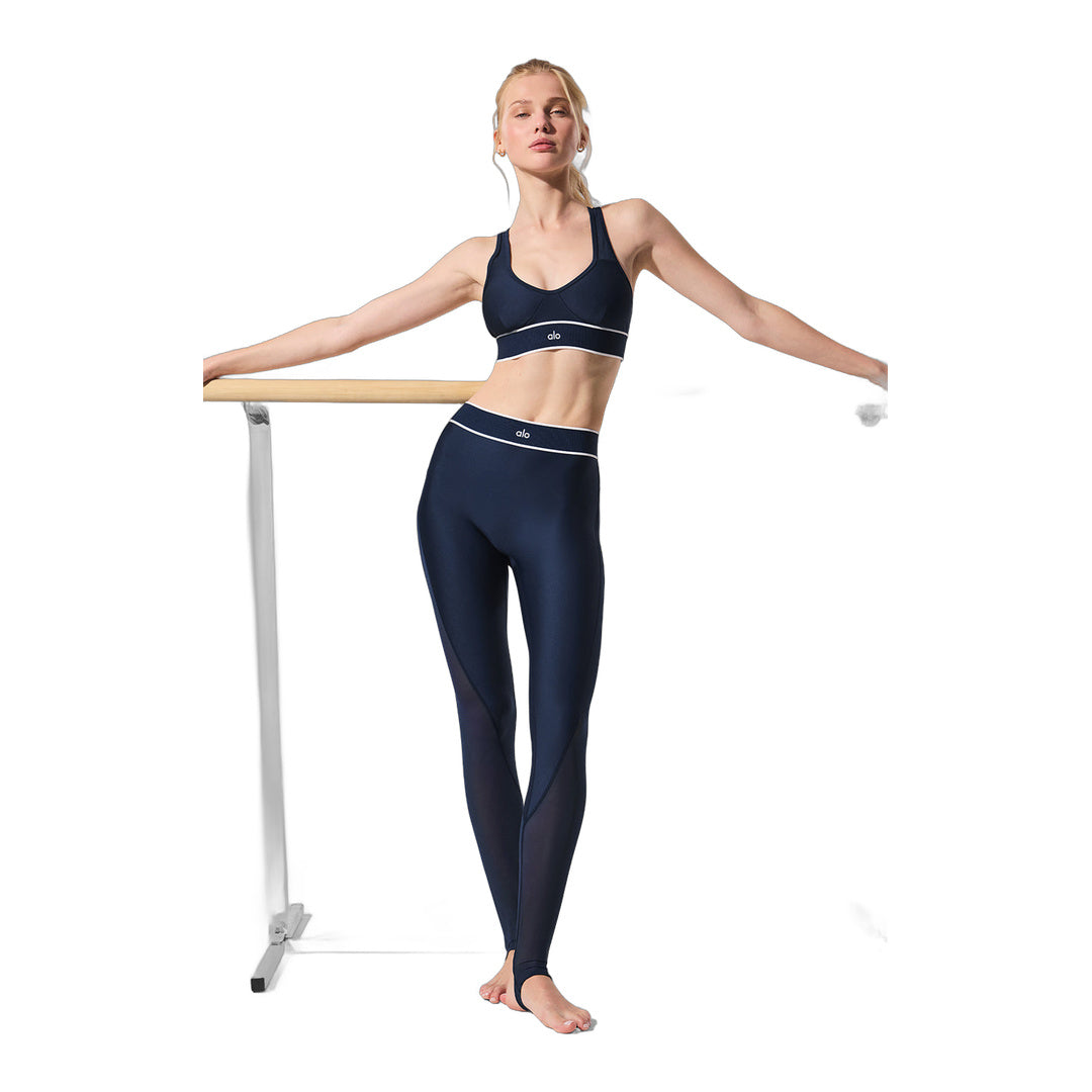 alo Airlift Mesh High-Waist Darling Stirrup Legging - Navy