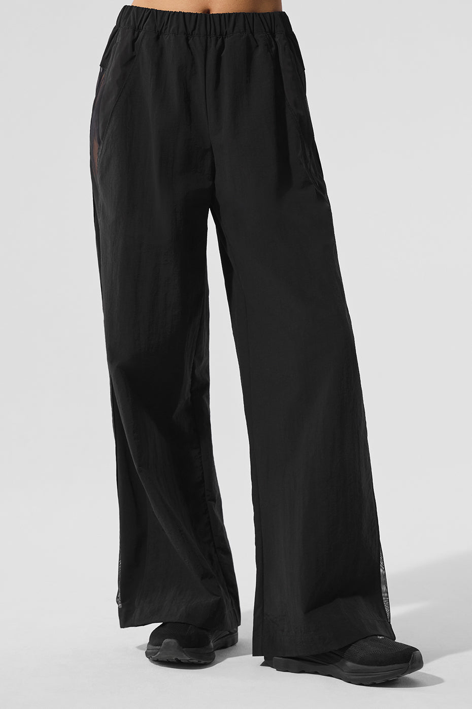 alo High-Waist Origin Wide Leg Track Pant - Black