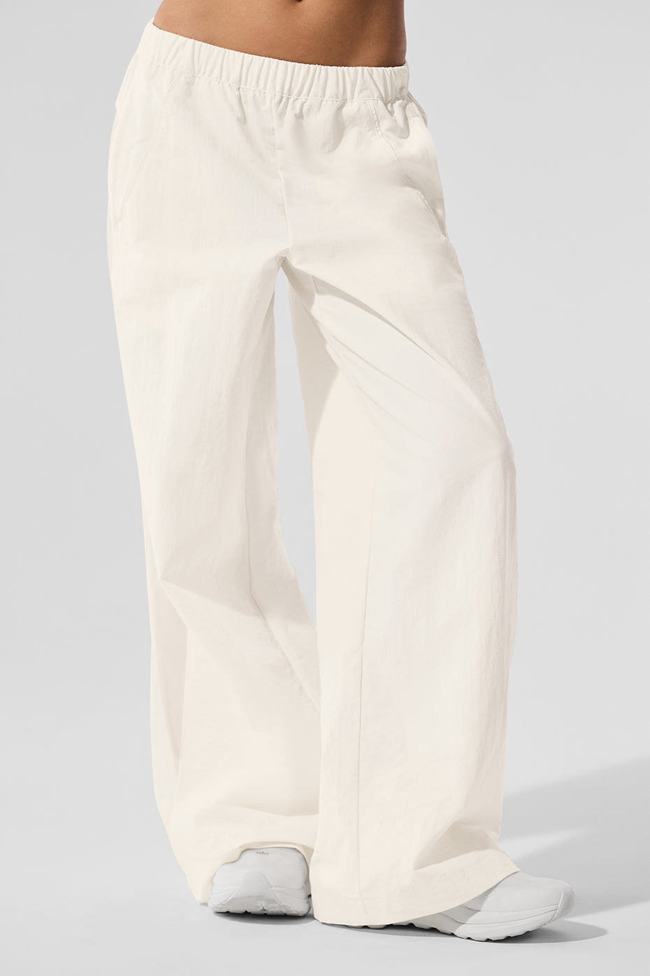 alo High-Waist Origin Wide Leg Track Pant - Ivory