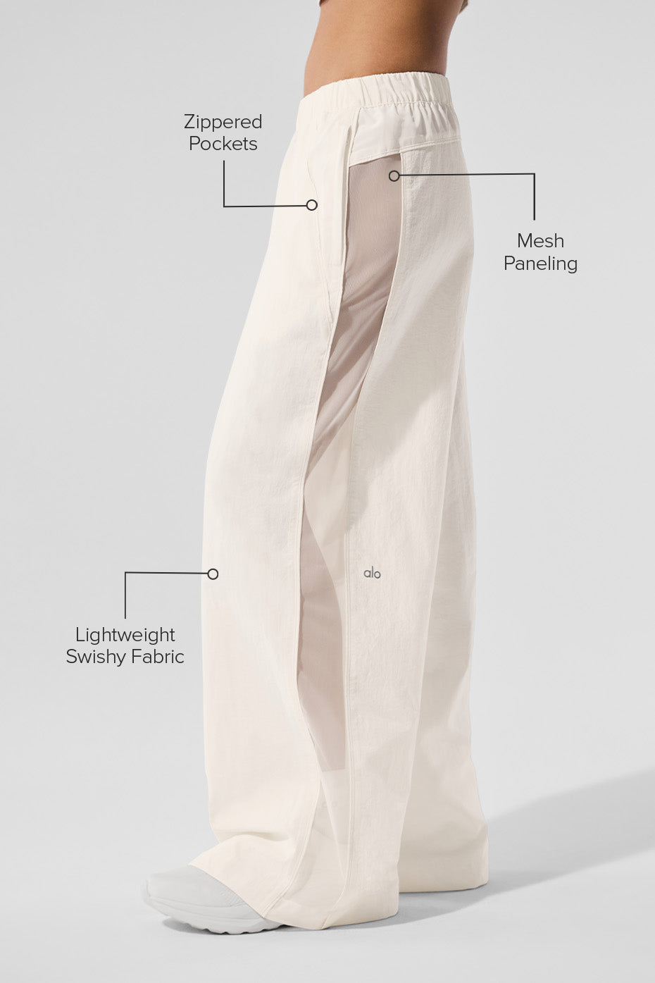 alo High-Waist Origin Wide Leg Track Pant - Ivory