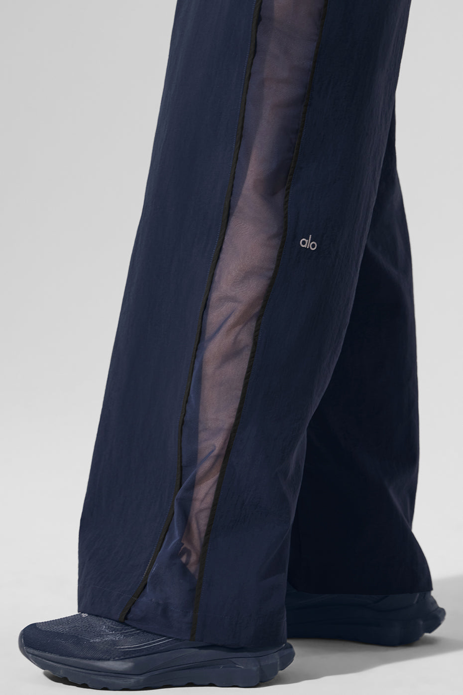 alo High-Waist Origin Wide Leg Track Pant - Navy/Black