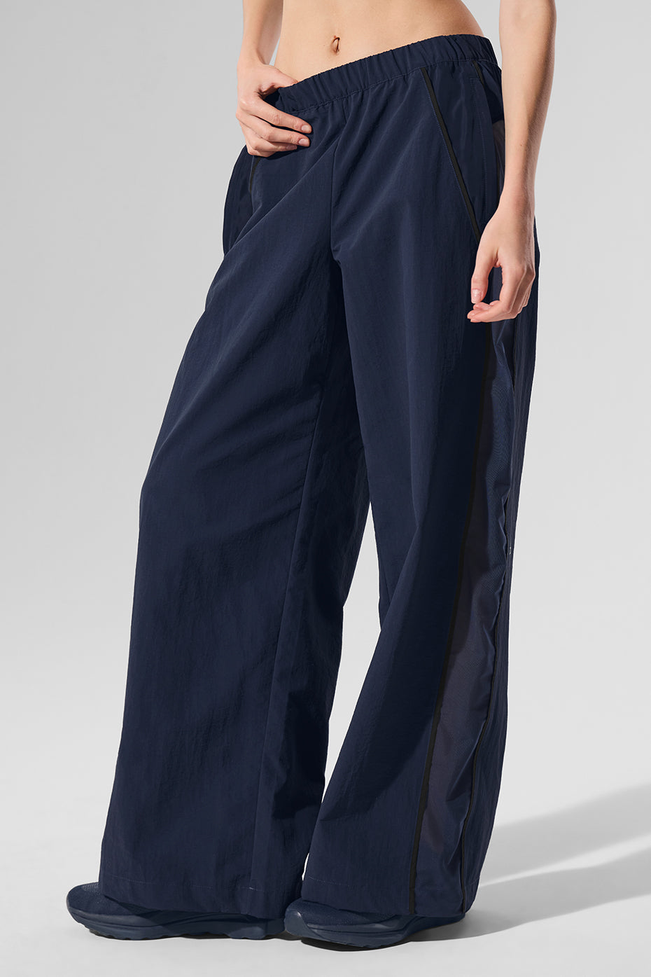 alo High-Waist Origin Wide Leg Track Pant - Navy/Black
