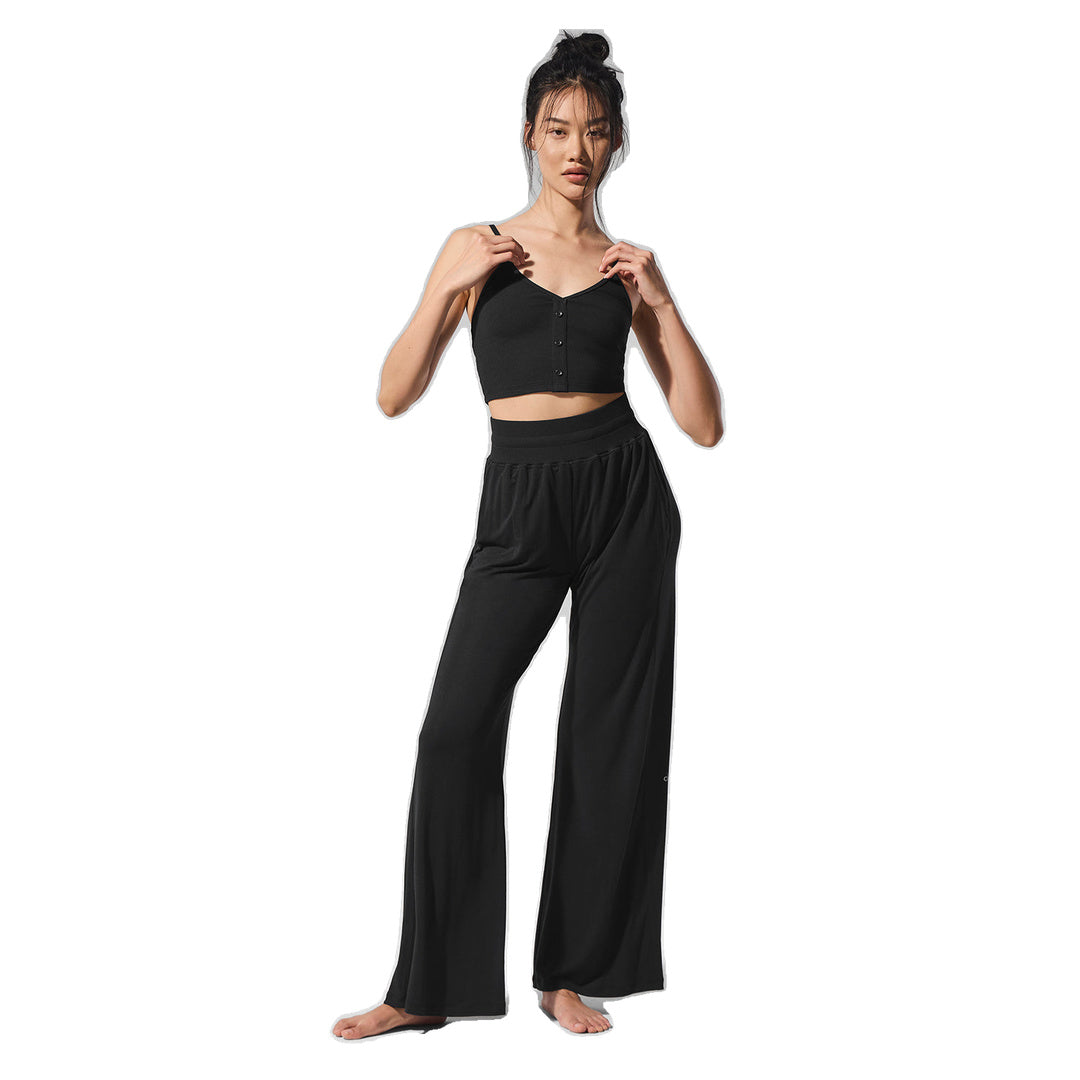 ALO Semi-Sheer Delicate Lounge Flare Pant (Regular) - Black