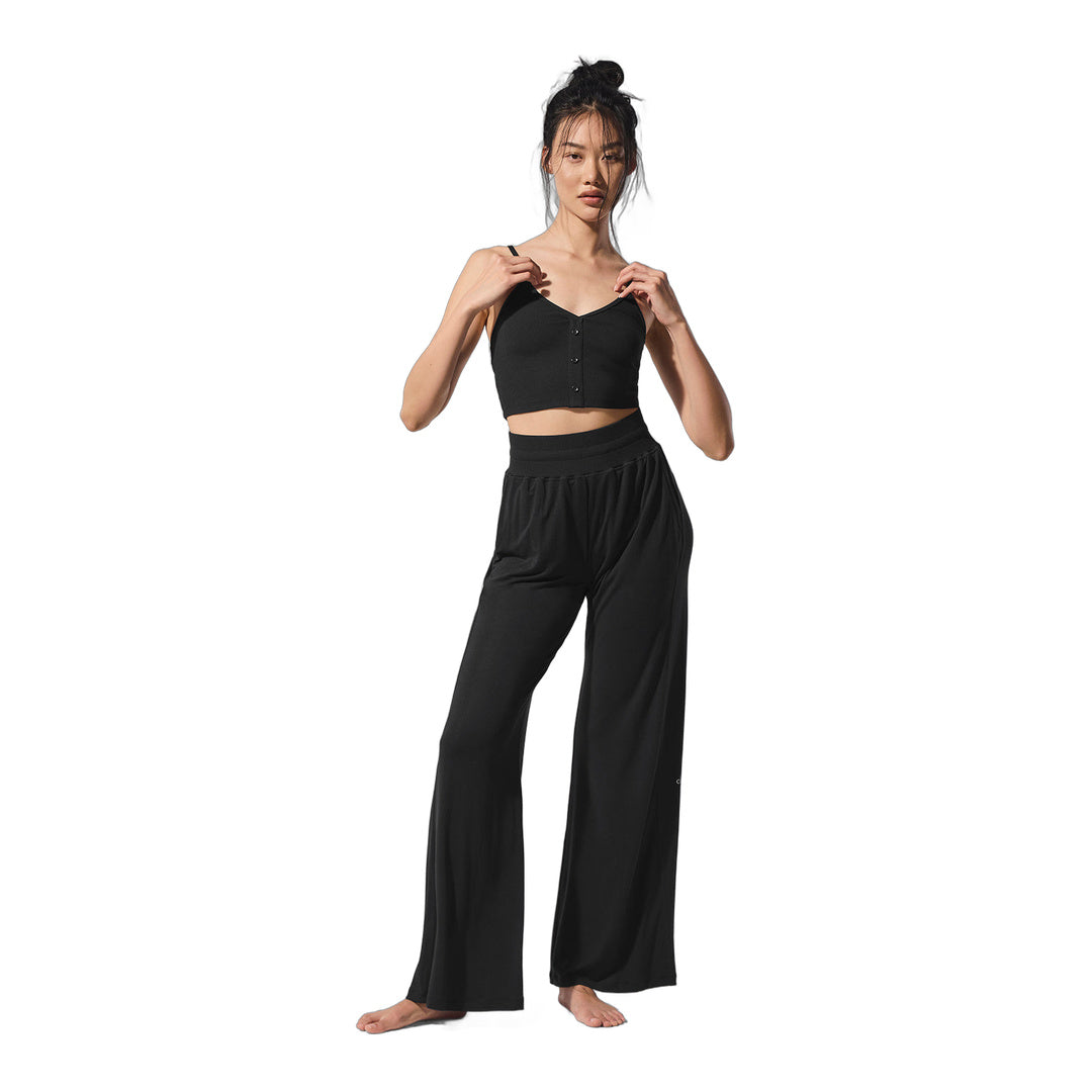 alo Semi-Sheer Delicate Lounge Flare Pant - Black
