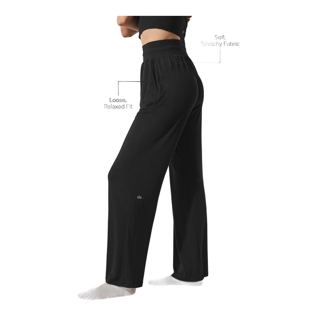 alo Semi-Sheer Delicate Lounge Flare Pant - Black
