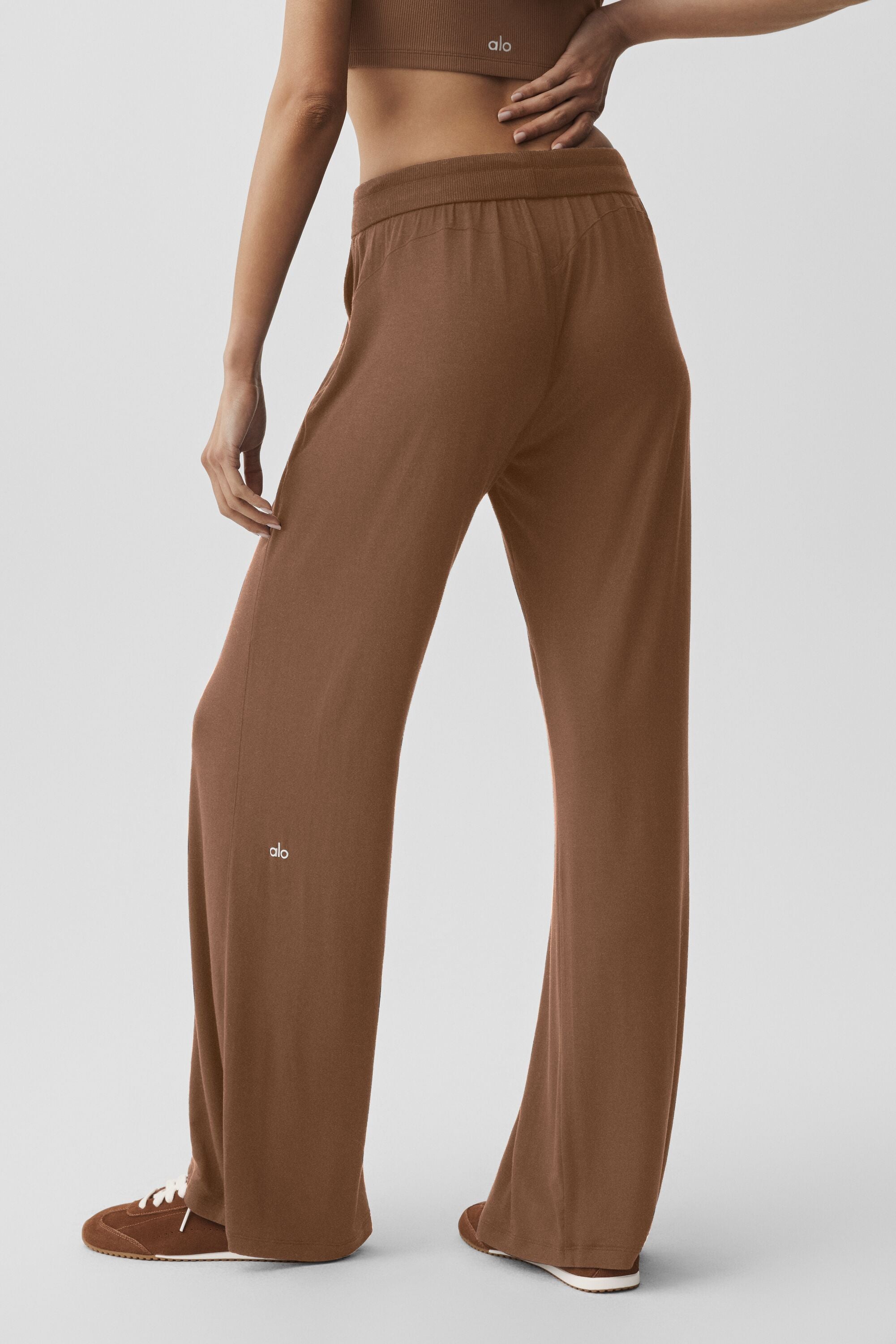 alo Semi-Sheer Delicate Lounge Flare Pant - Sun Kissed Brown