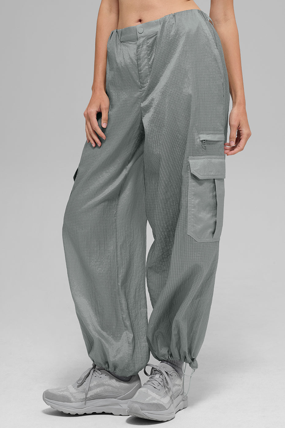alo Sheer Game Time Wide Leg Jogger - Lunar Grey