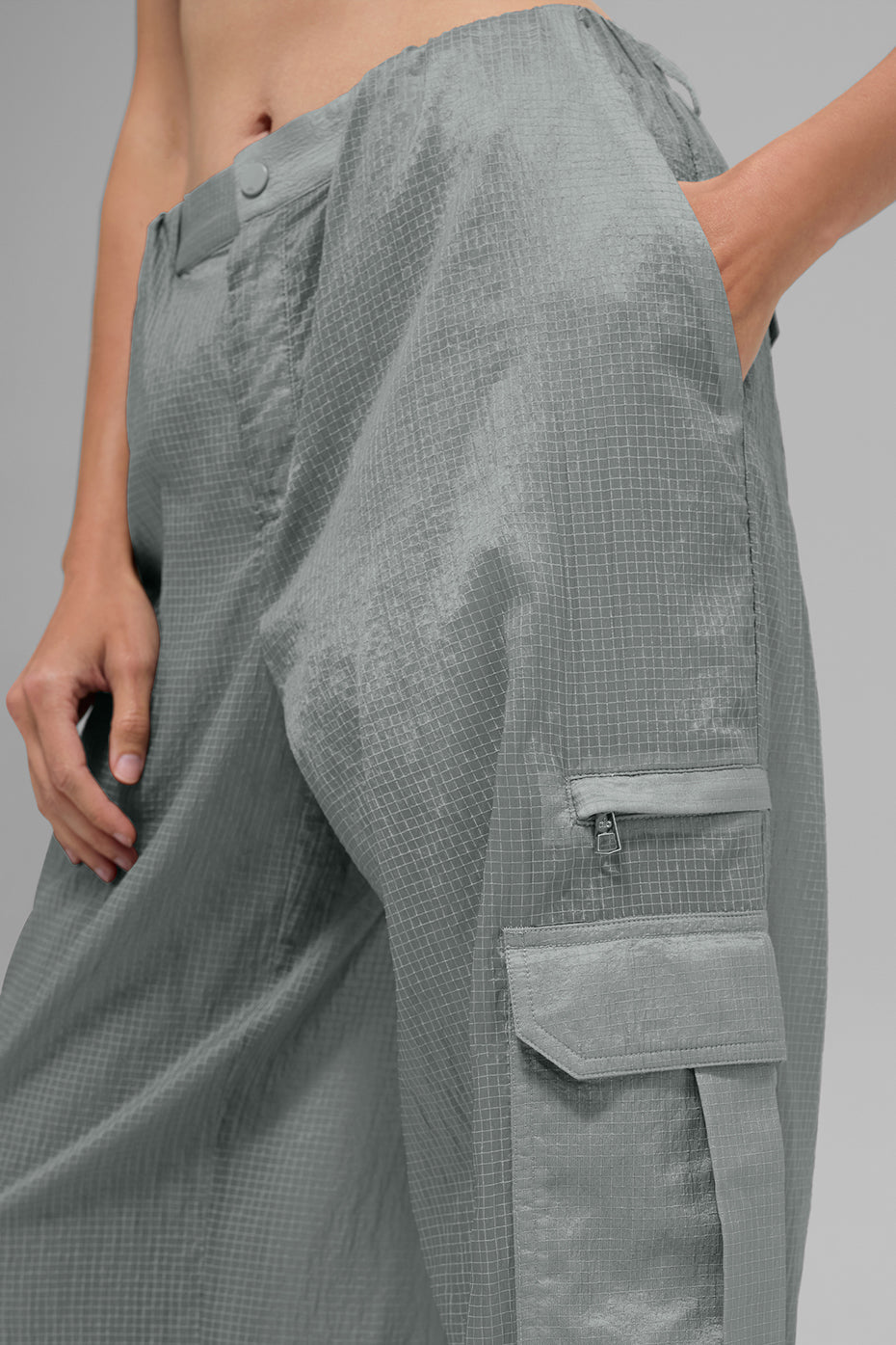 alo Sheer Game Time Wide Leg Jogger - Lunar Grey
