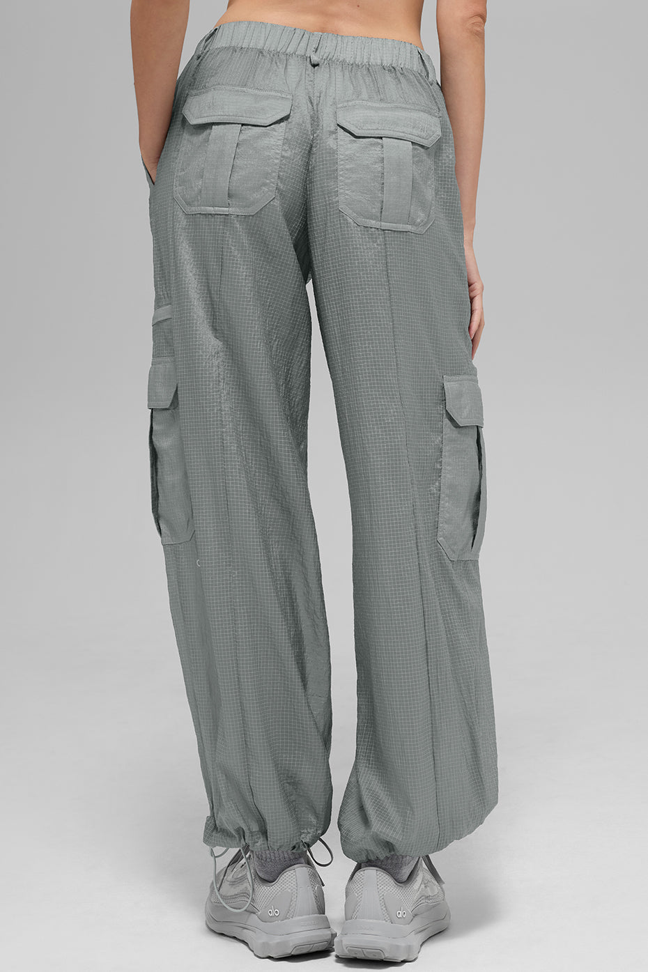 alo Sheer Game Time Wide Leg Jogger - Lunar Grey