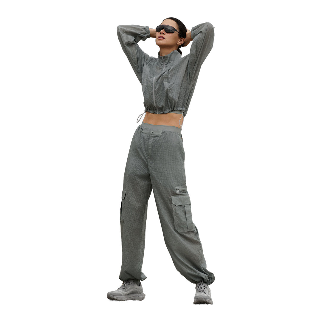 alo Sheer Game Time Wide Leg Jogger - Lunar Grey