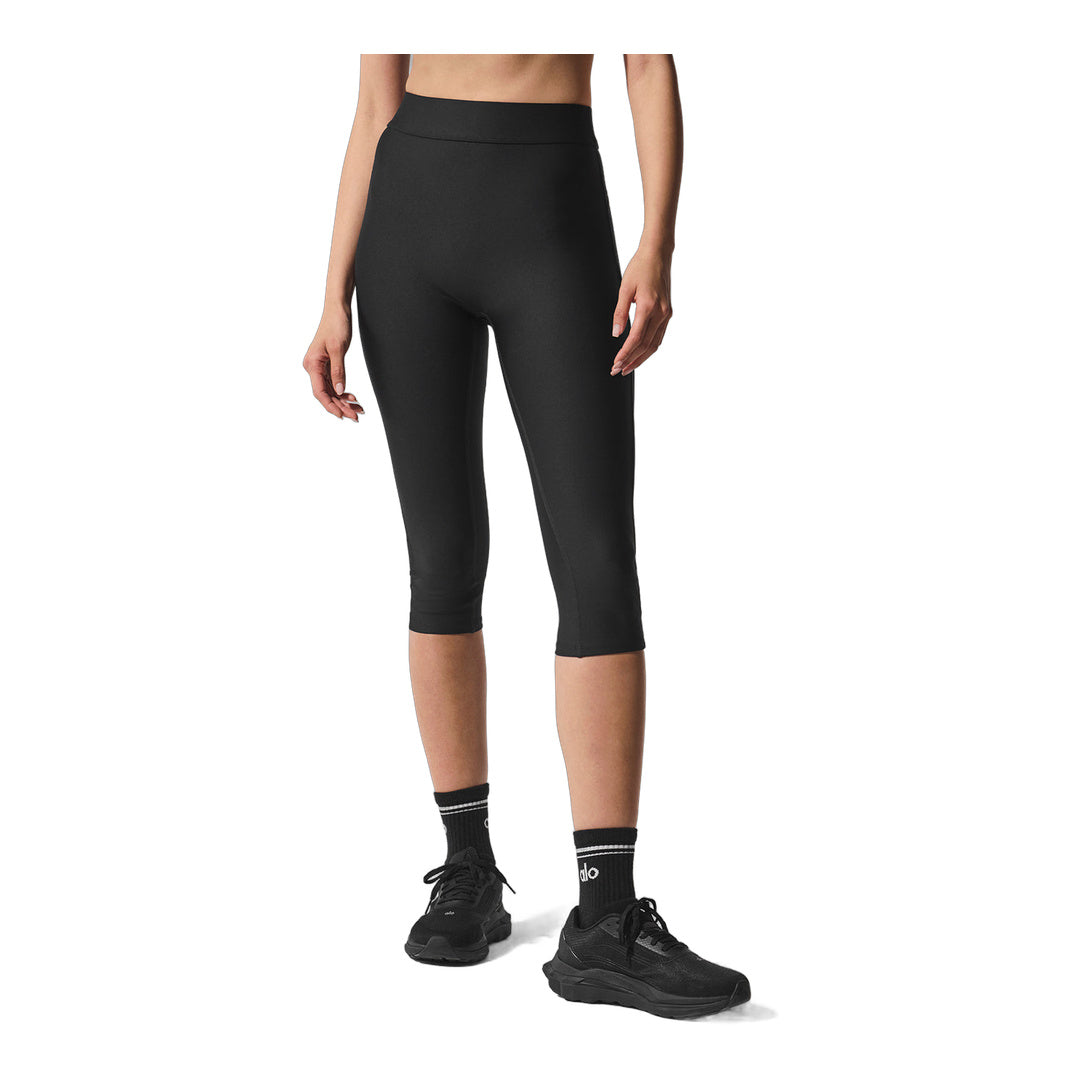 alo Airlift Mesh High-Waist Just Right Capri - Black
