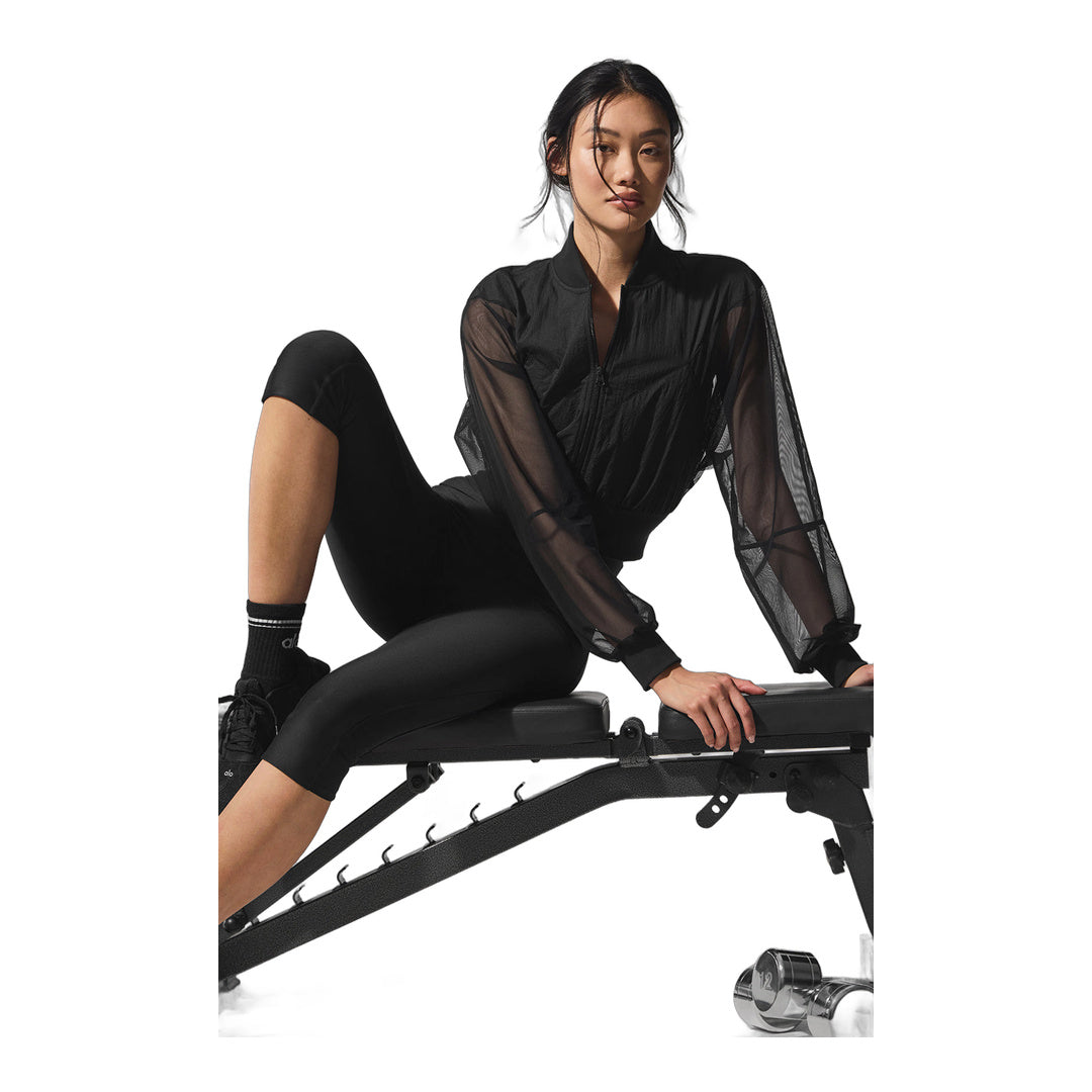 alo Airlift Mesh High-Waist Just Right Capri - Black