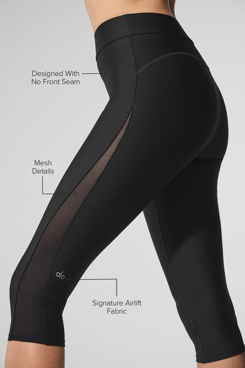 alo Airlift Mesh High-Waist Just Right Capri - Black