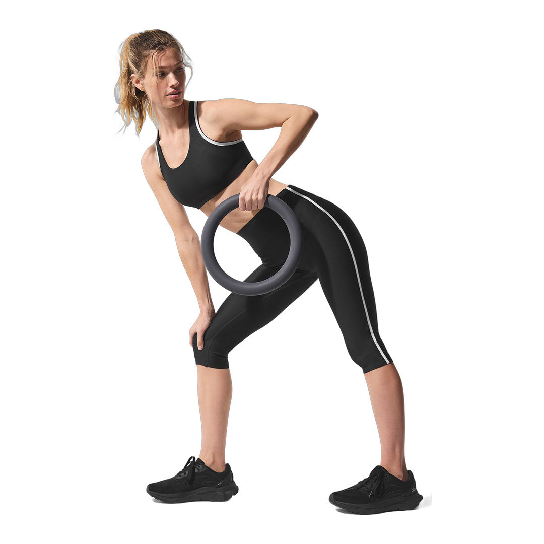 alo Airlift High-Waist Super Sleek Contrast Capri - Black/White
