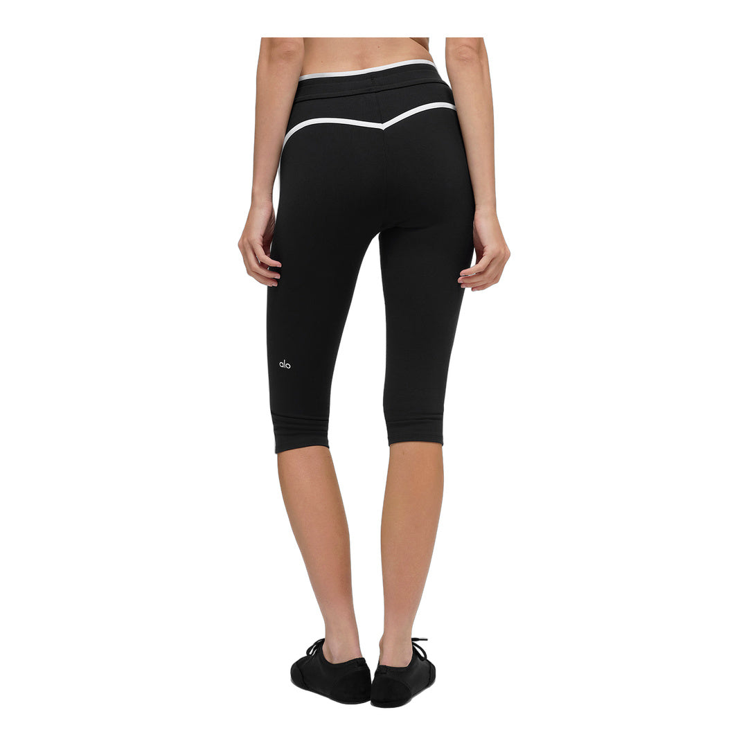 alo Airbrush High-Waist Race Pace Capri - Black/White