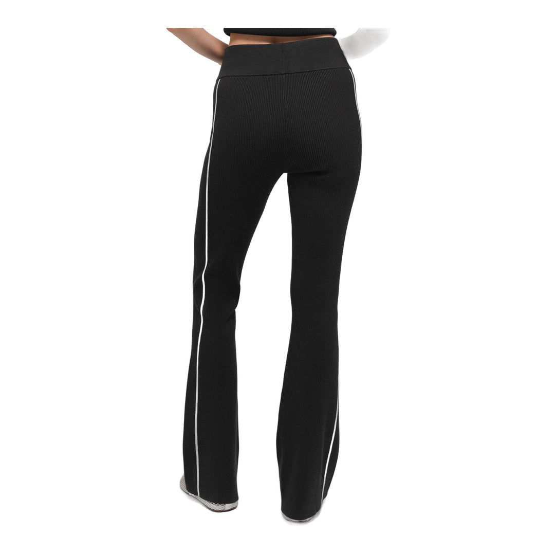 alo Ribbed Sweater Knit Highline Flare Pant - Black/White