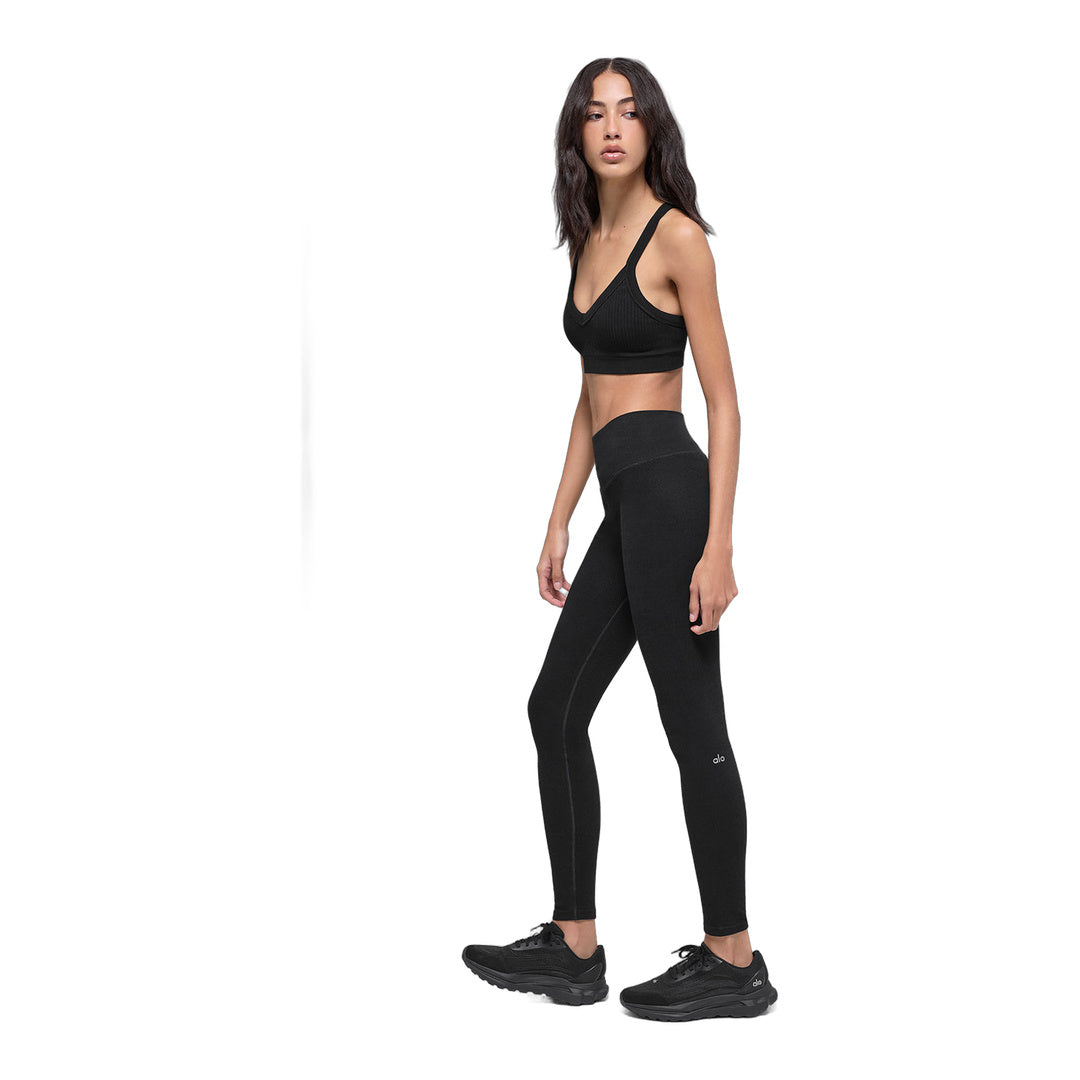 alo Seamless High-Waist Two Tone Rib Legging - Black