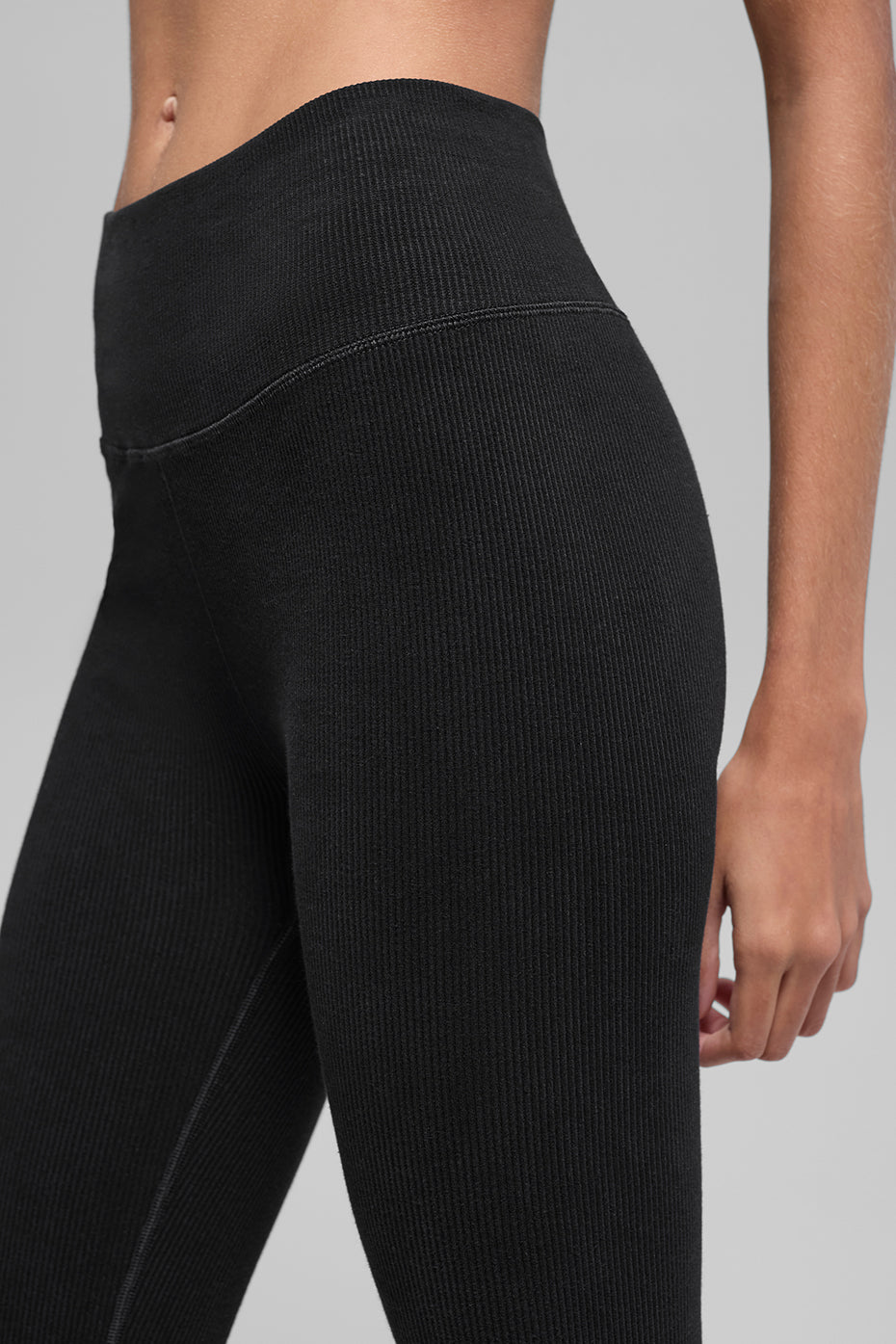 alo Seamless High-Waist Two Tone Rib Legging - Black
