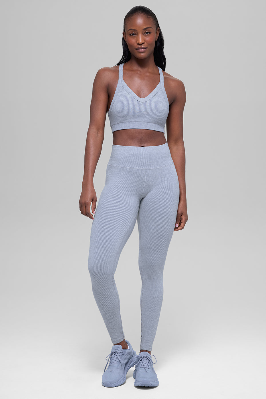 alo Seamless High-Waist Two Tone Rib Legging - Winter Frost Heather