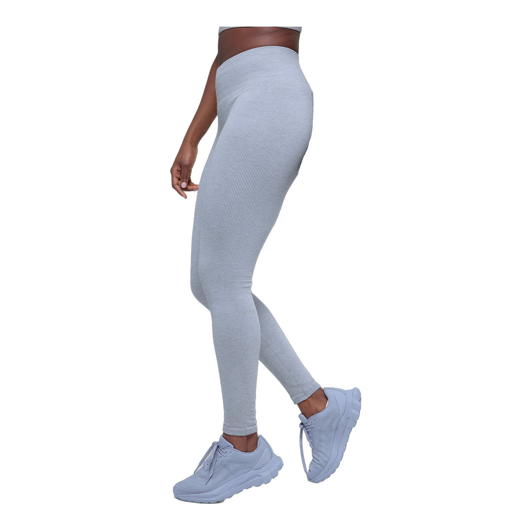 alo Seamless High-Waist Two Tone Rib Legging - Winter Frost Heather