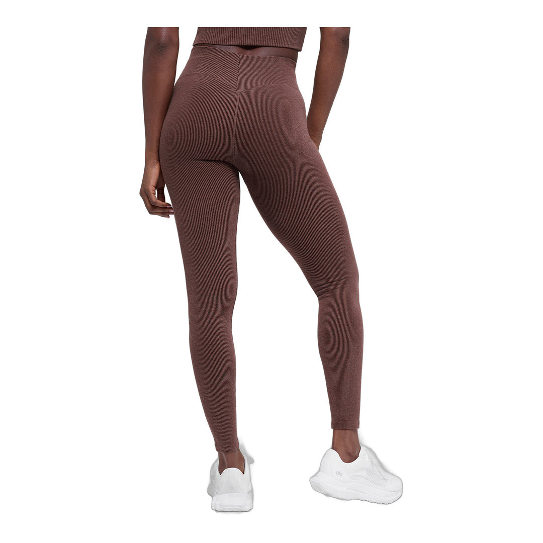 alo Seamless High-Waist Two Tone Rib Legging - Brownstone Heather