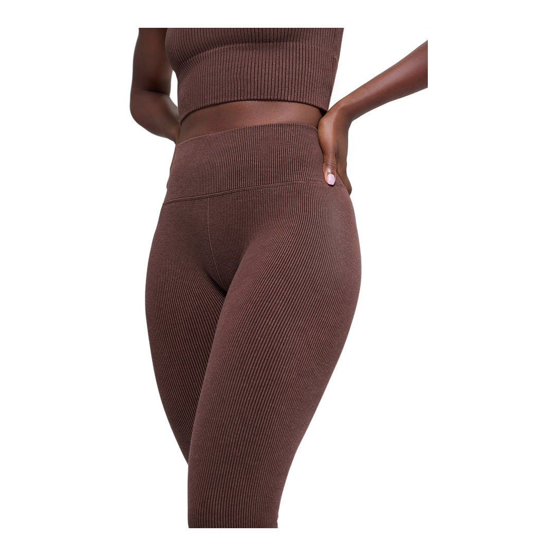 alo Seamless High-Waist Two Tone Rib Legging - Brownstone Heather