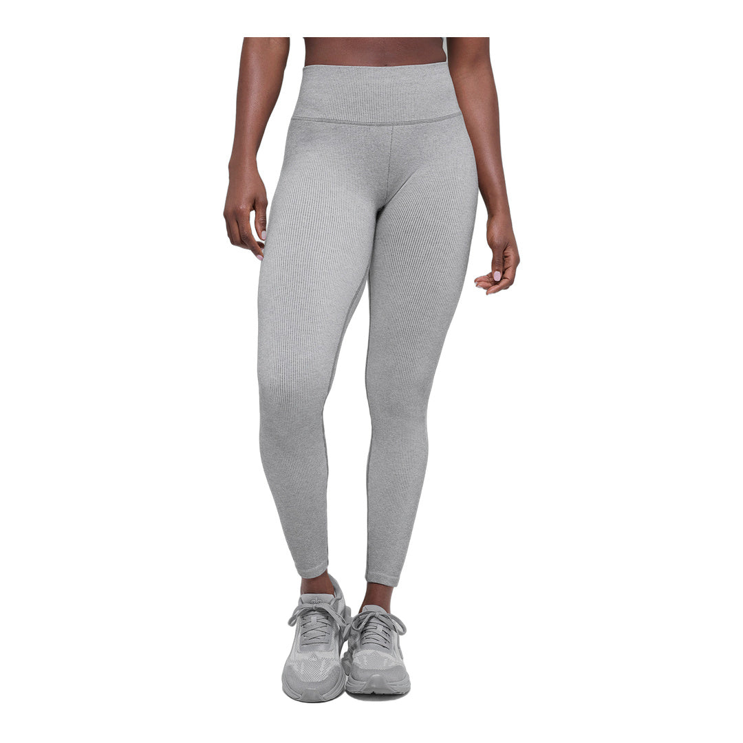 alo Seamless High-Waist Two Tone Rib Legging - Light Misty Grey Heather
