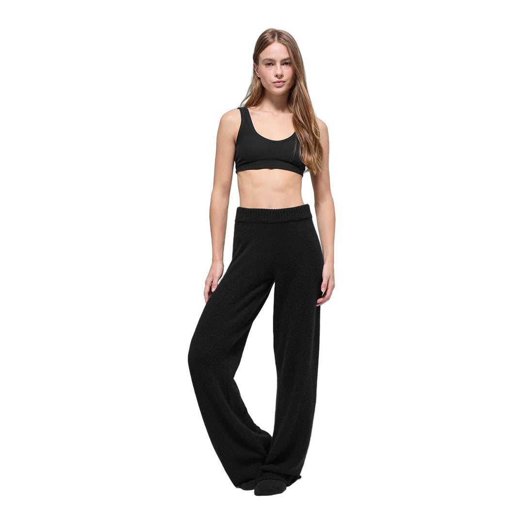 alo Wool Cashmere High-Waist New Class Wide Leg Pant - Black