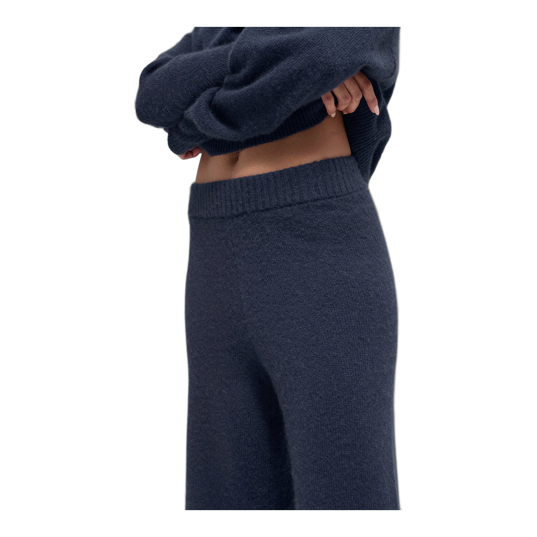 alo Wool Cashmere High-Waist New Class Wide Leg Pant - Navy
