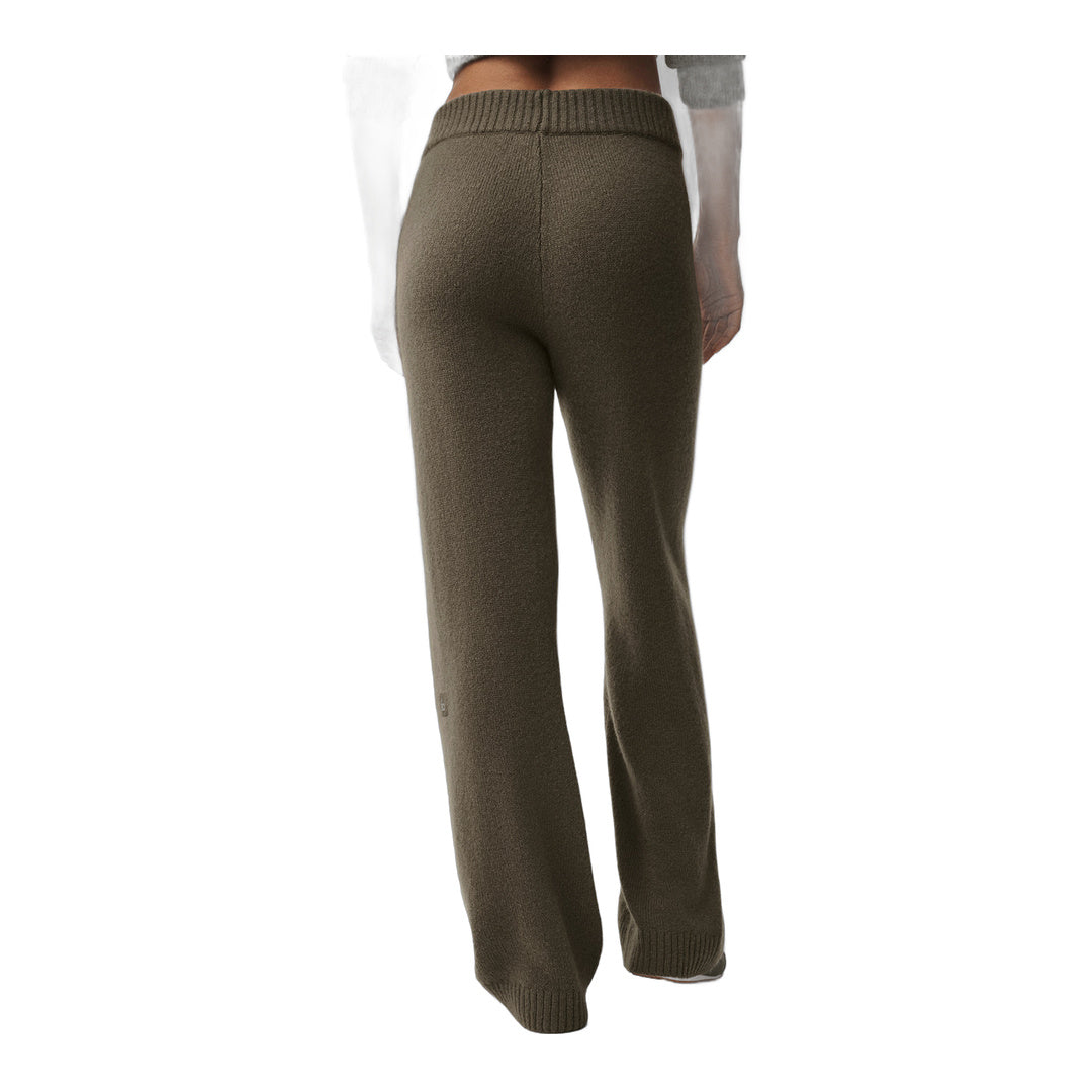 alo Wool Cashmere High-Waist New Class Wide Leg Pant - Olive Tree