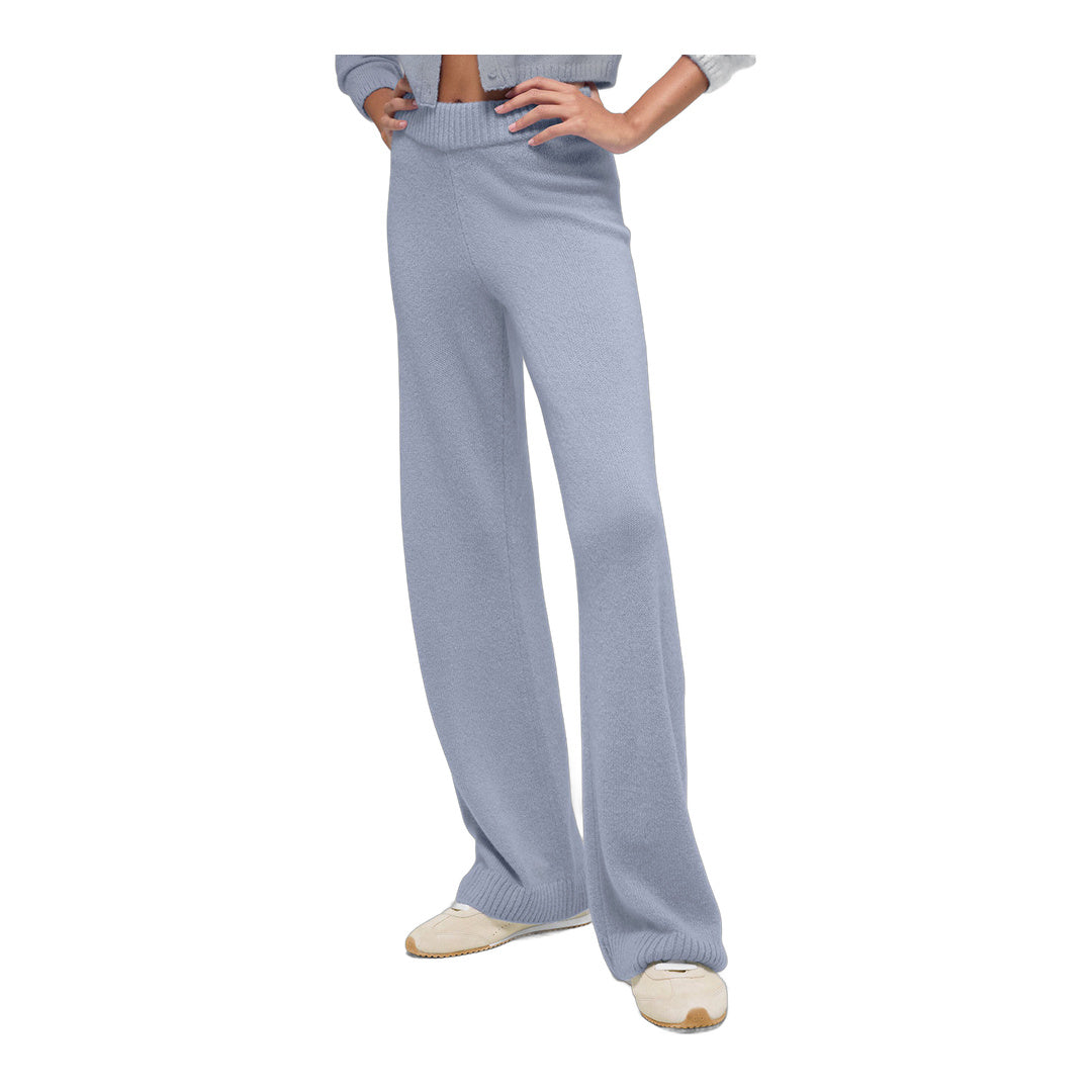 alo Wool Cashmere High-Waist New Class Wide Leg Pant - Winter Frost