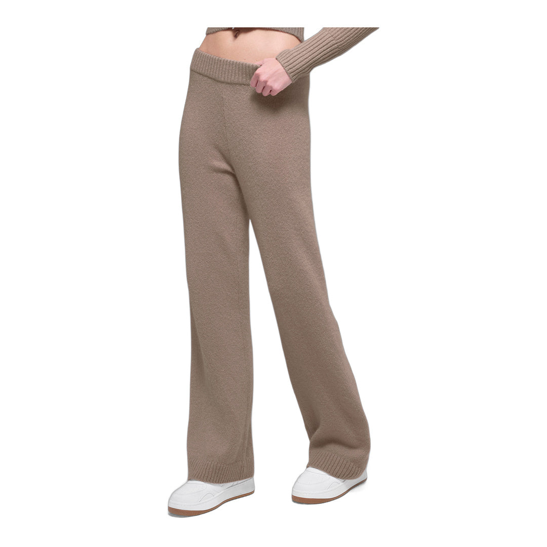 alo Wool Cashmere High-Waist New Class Wide Leg Pant - Chai Latte
