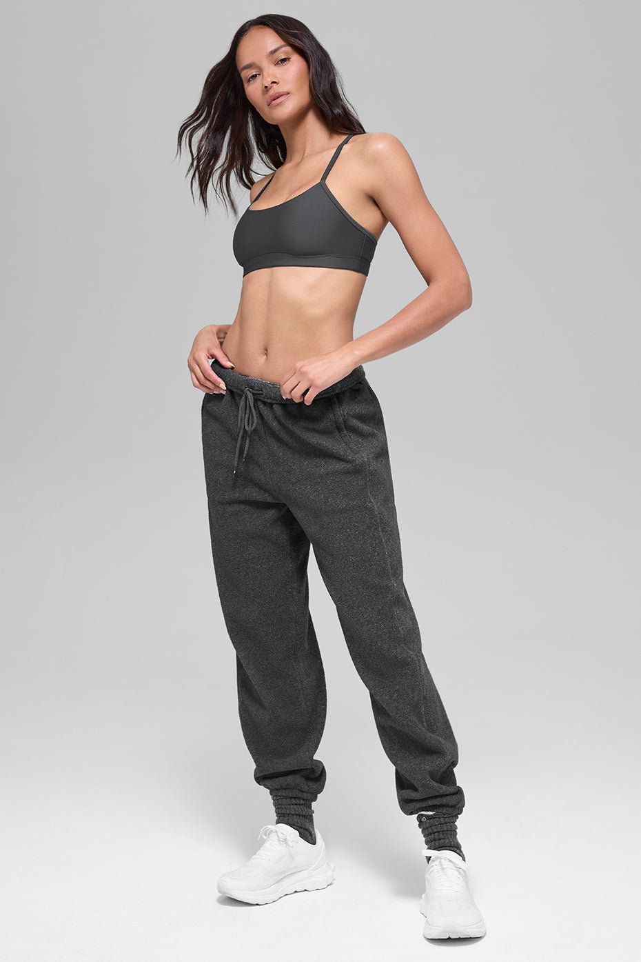 alo Polar Fleece High-Waist Retreat Jogger - Dark Heather Grey