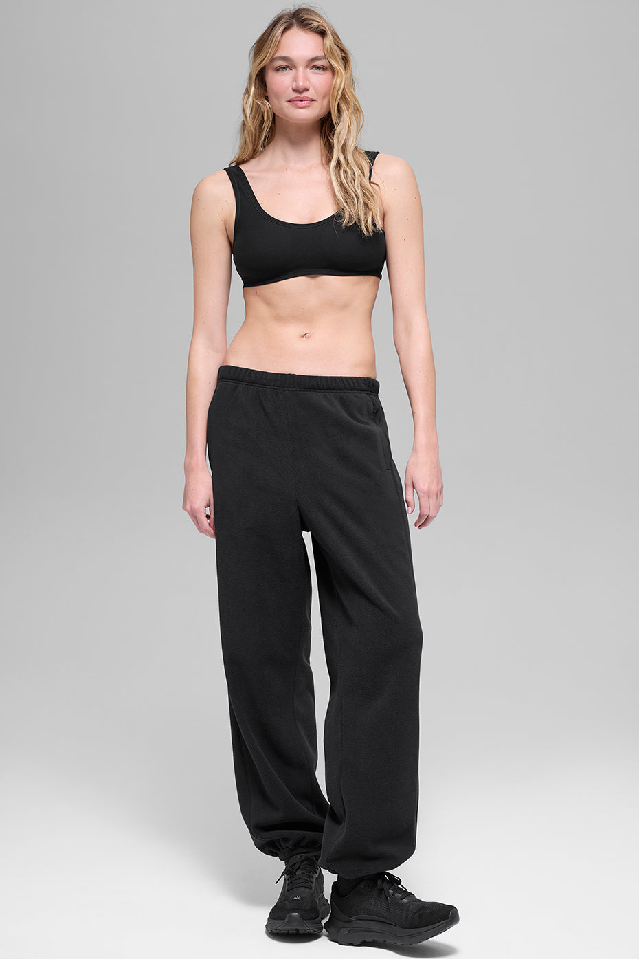 alo Polar Fleece High-Waist Retreat Jogger - Black