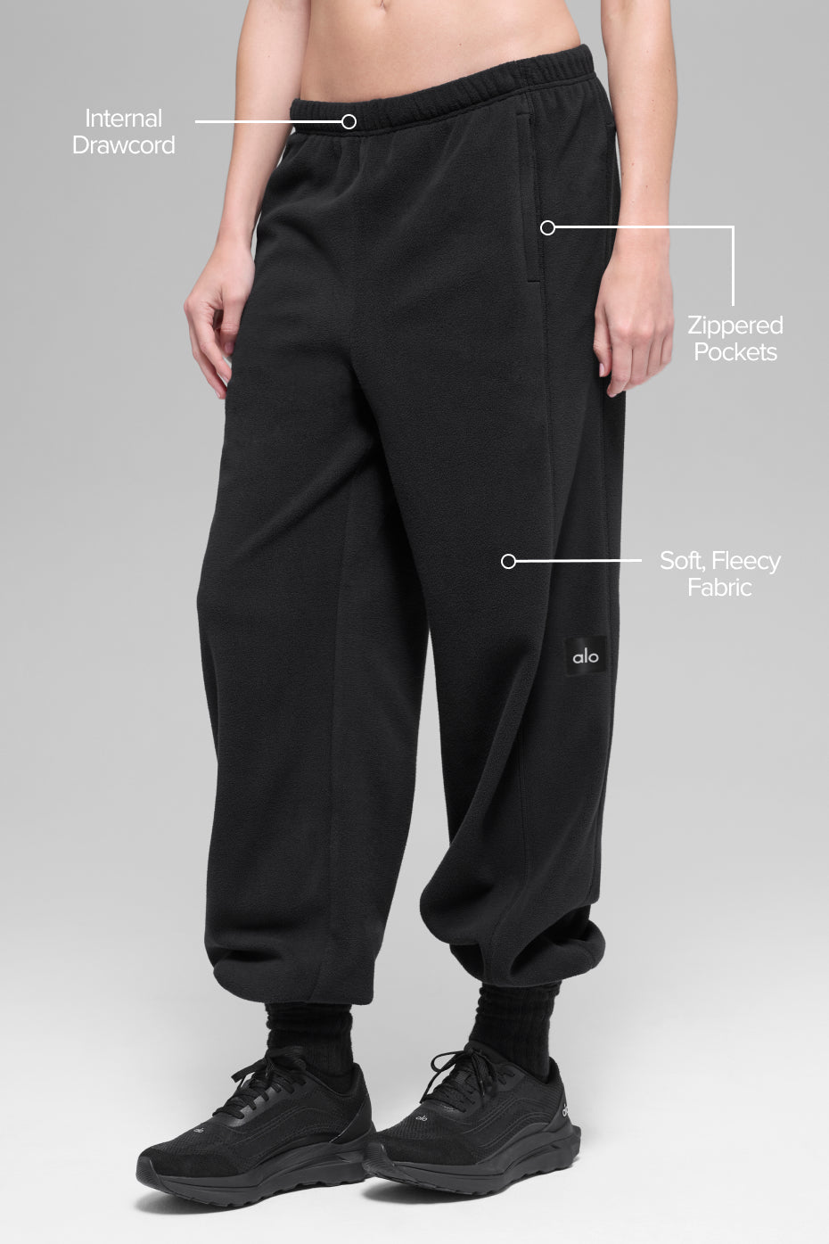 alo Polar Fleece High-Waist Retreat Jogger - Black