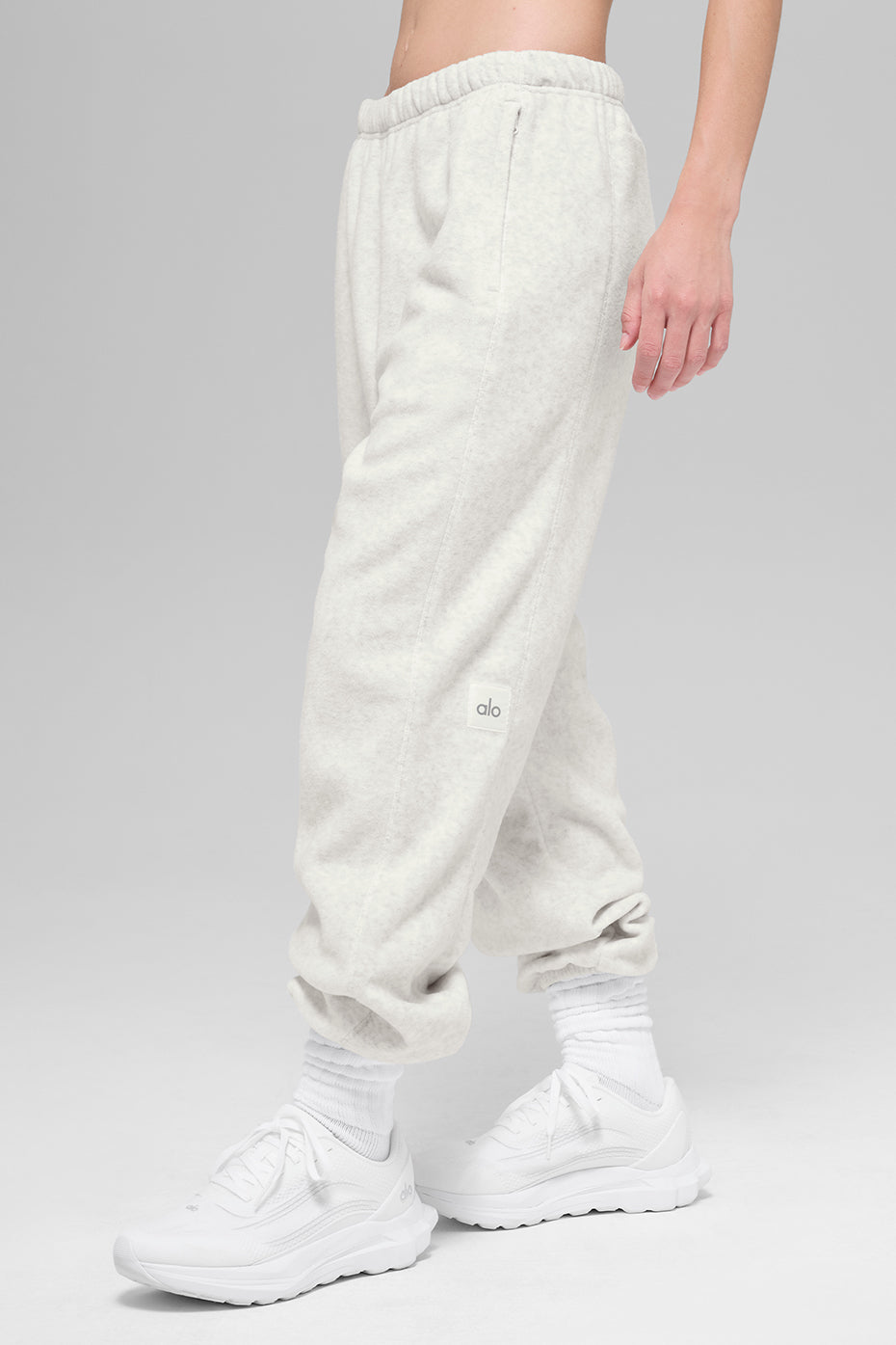 alo Polar Fleece High-Waist Retreat Jogger - White Heather Grey