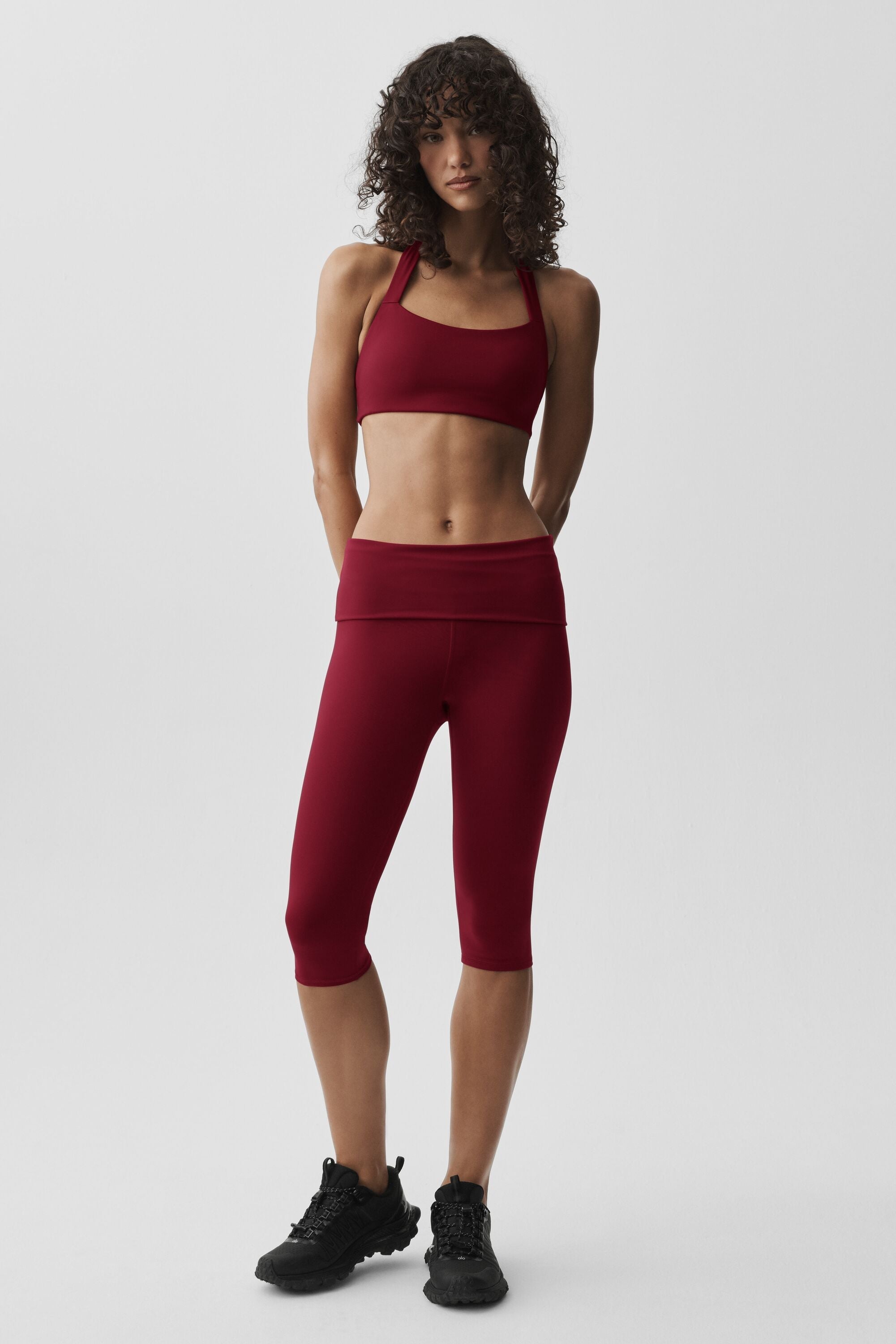 alo ALO Softsculpt Low-Rise Foldover Capri - Summer Romance Red