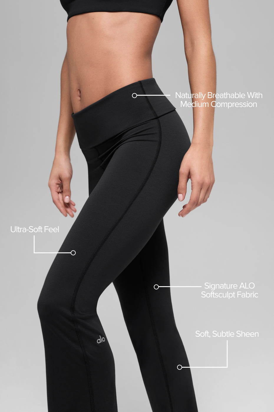 alo ALO Softsculpt Foldover Flare Legging - Black