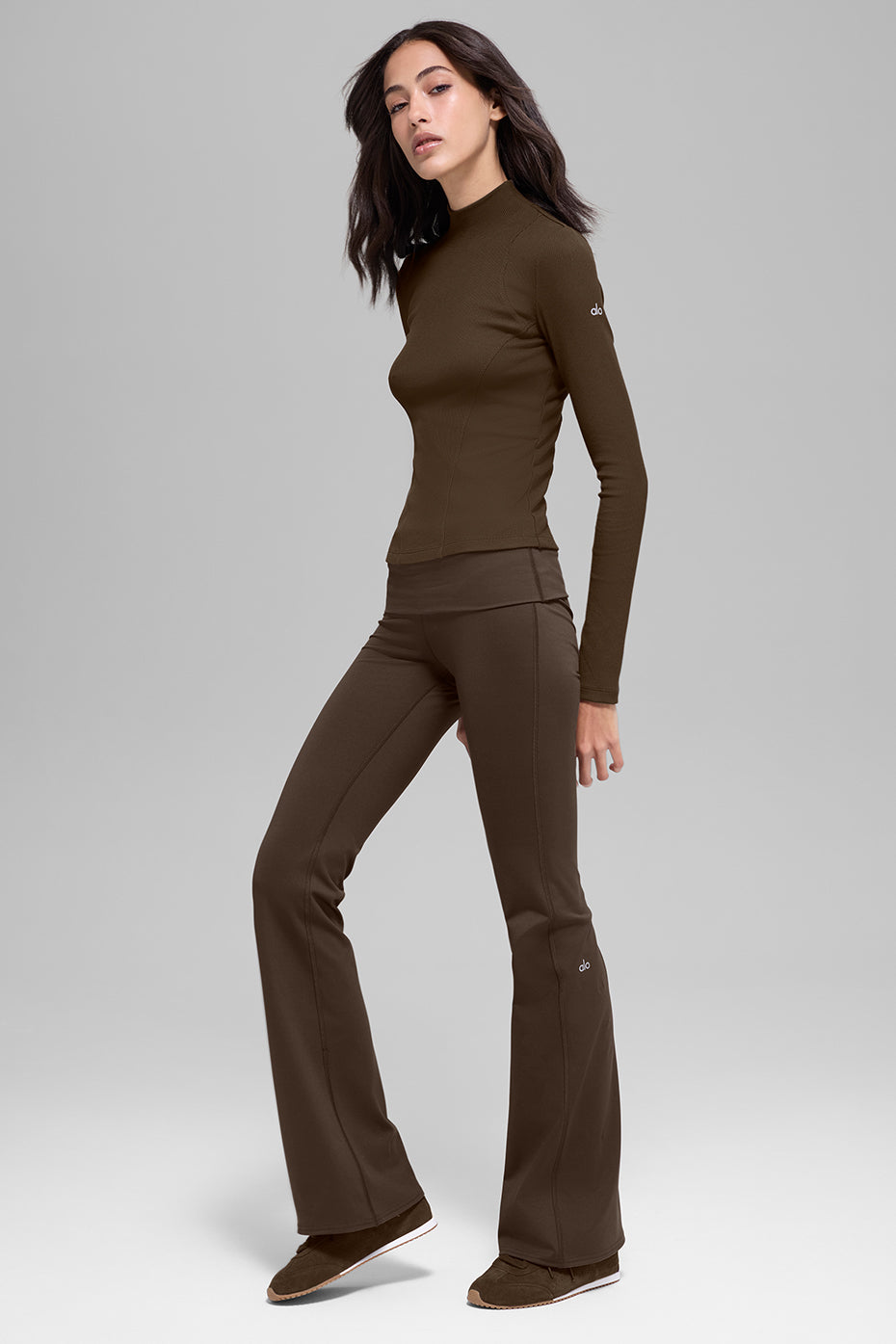 alo ALO Softsculpt Foldover Flare Legging - Espresso