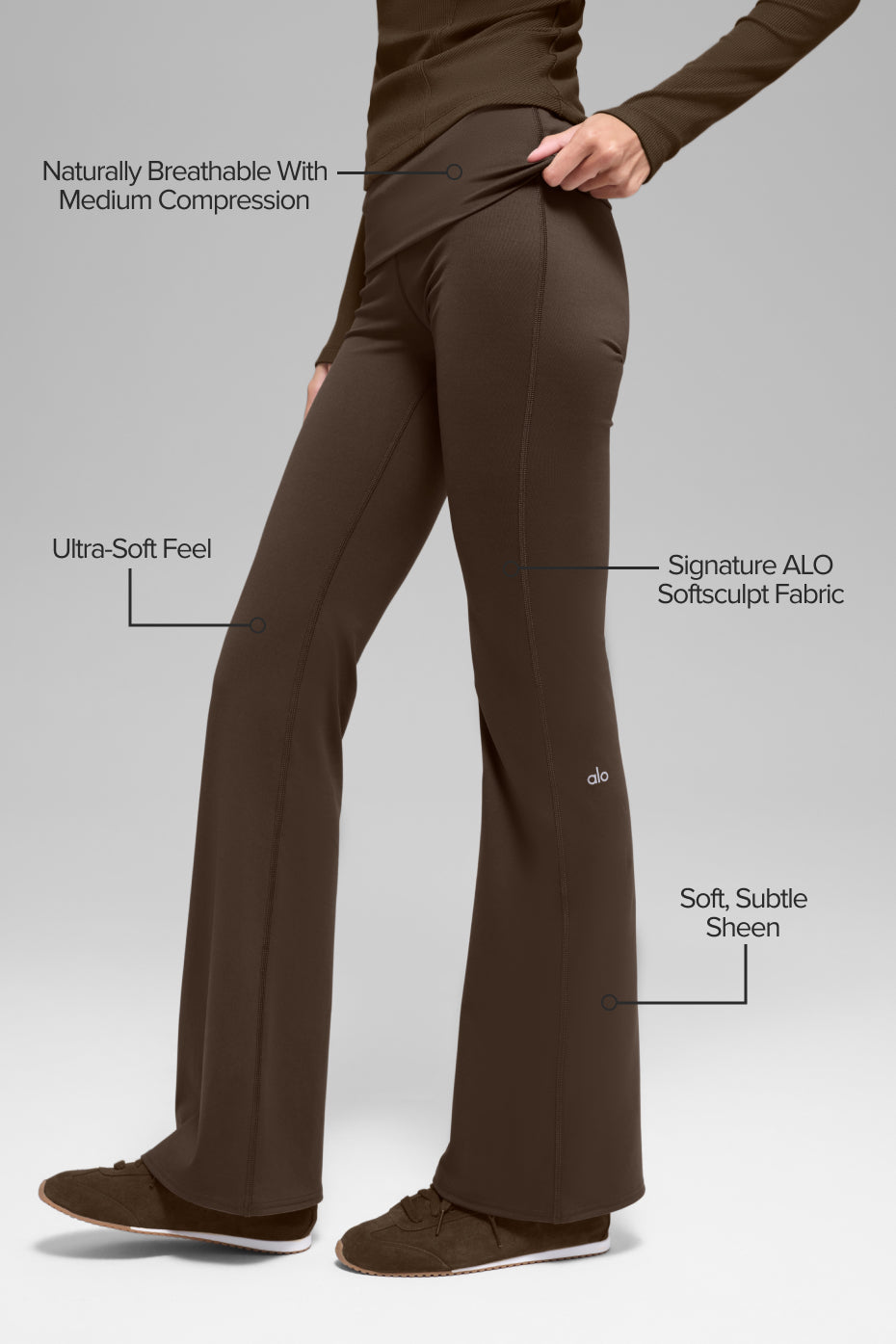 alo ALO Softsculpt Foldover Flare Legging - Espresso