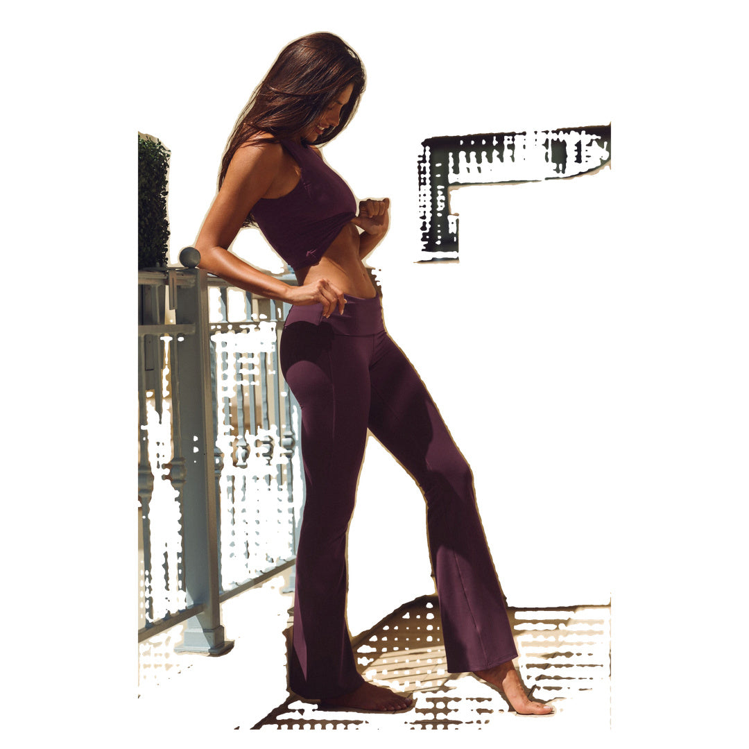 ALO ALO Softsculpt Foldover Flare Legging (Regular) - Rich Bordeaux
