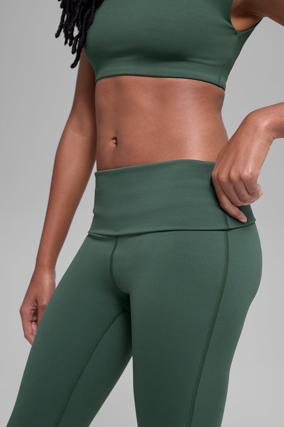alo ALO Softsculpt Foldover Flare Legging - Clover Green