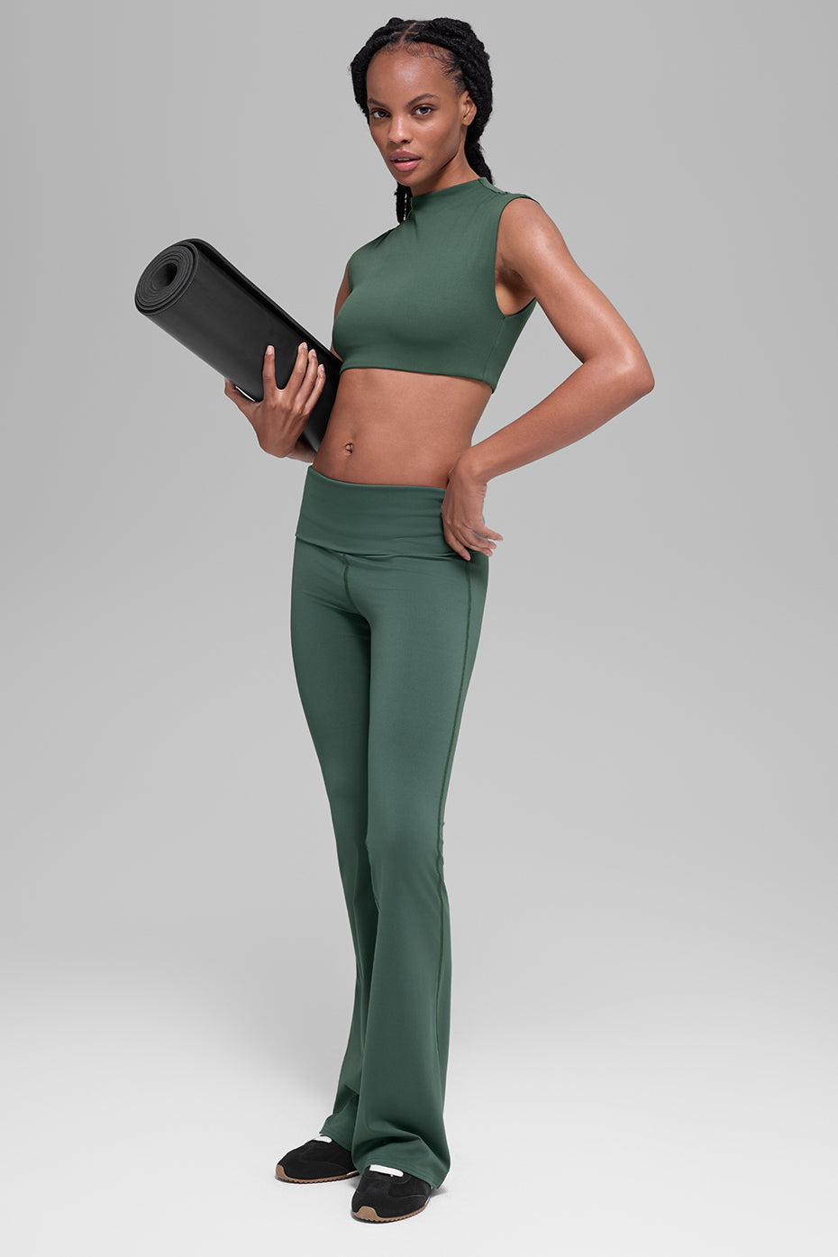 alo ALO Softsculpt Foldover Flare Legging - Clover Green