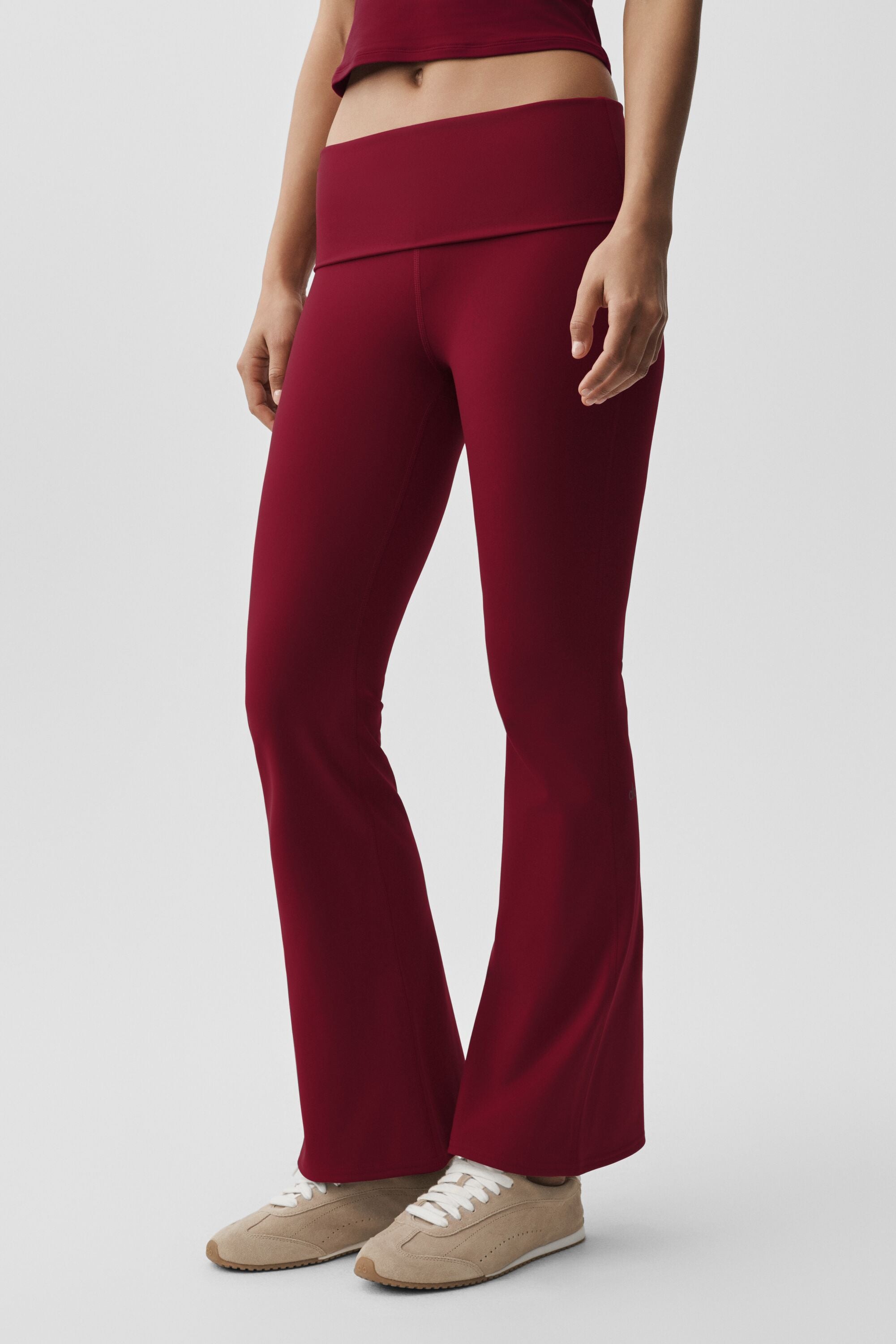 alo ALO Softsculpt Foldover Flare Legging - Summer Romance Red