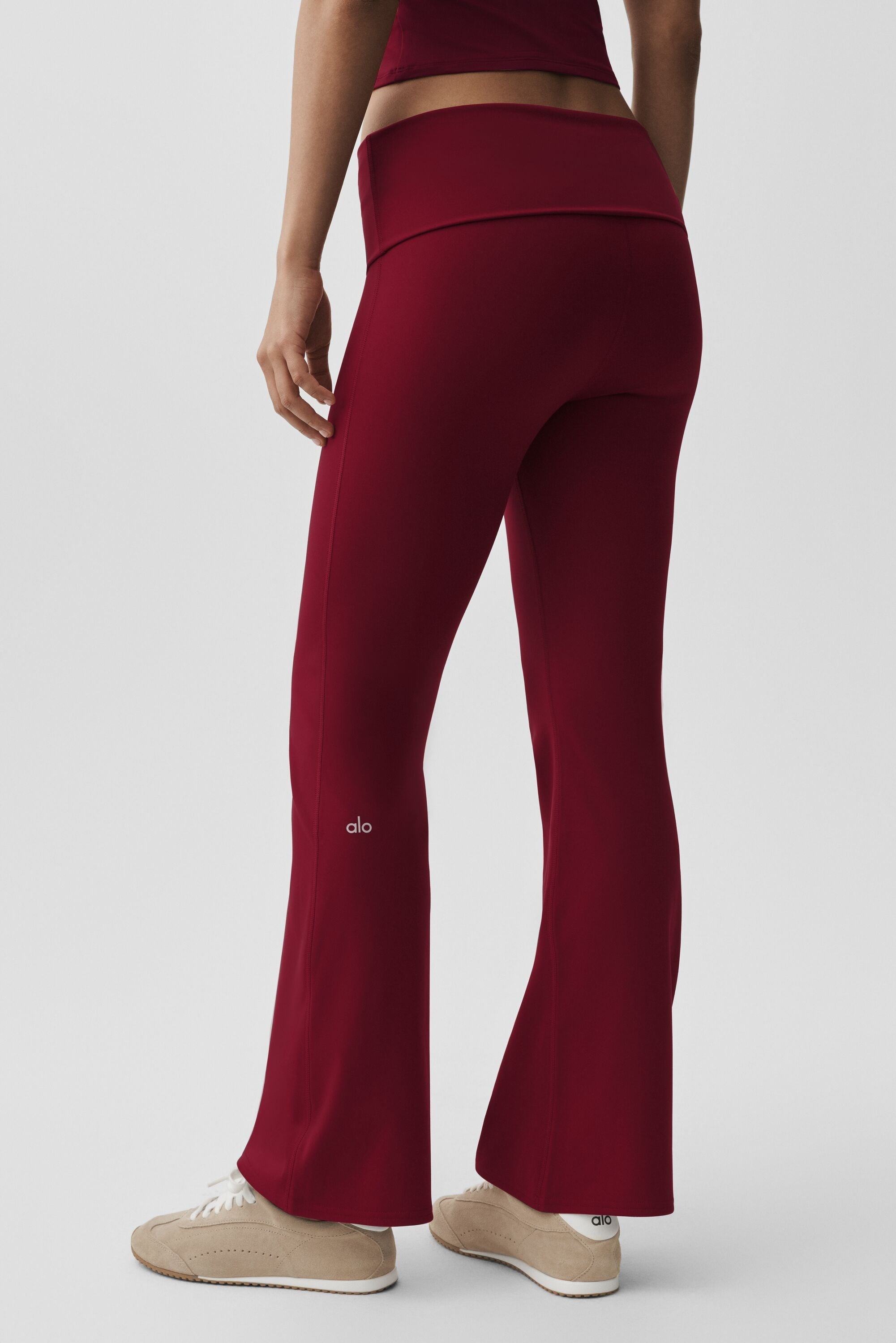 alo ALO Softsculpt Foldover Flare Legging - Summer Romance Red
