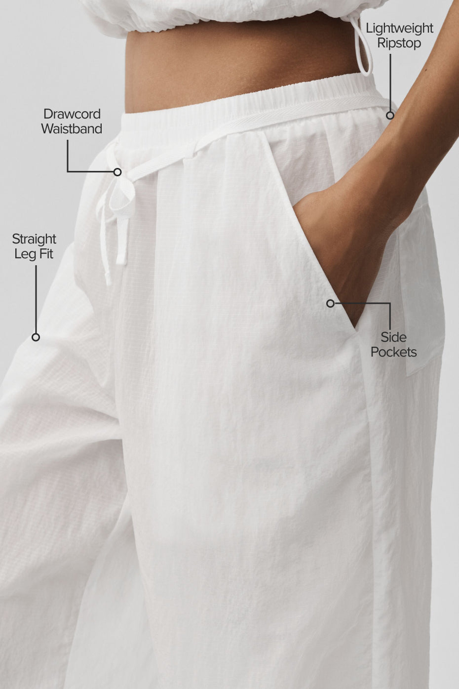 alo Ripstop Electric Straight Leg Pant - White