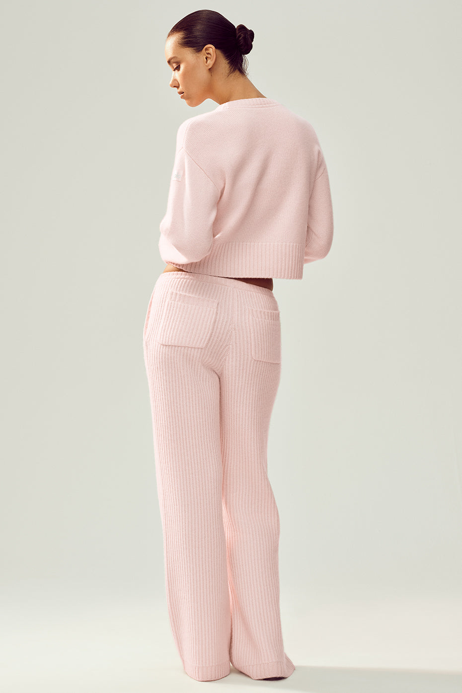 alo Cashmere High-Waist Northstar Straight Leg Pant - Frosted Pink