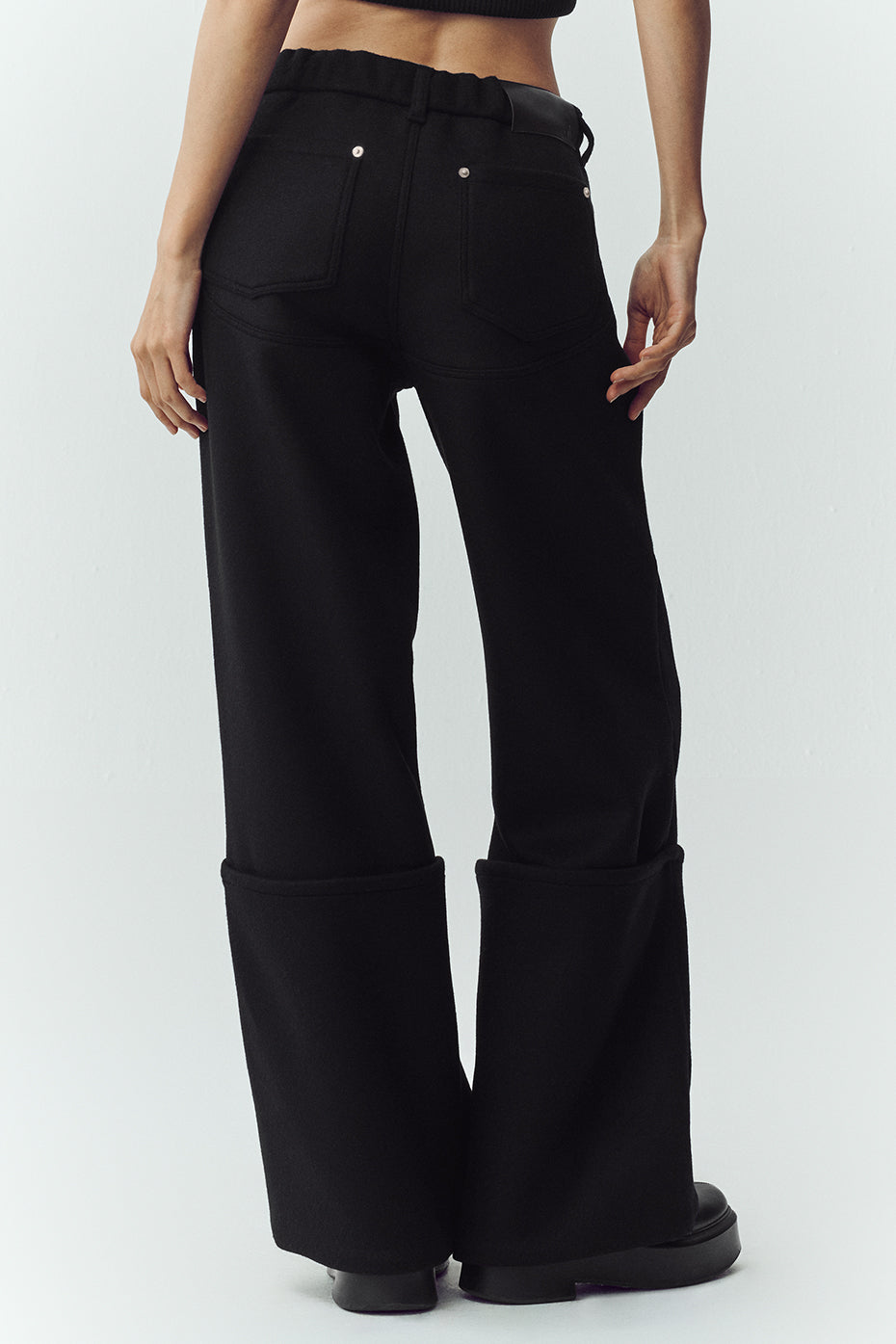 alo Wool Blend Nightcap Wide Leg Pant - Black