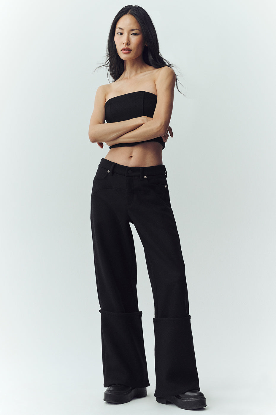 alo Wool Blend Nightcap Wide Leg Pant - Black